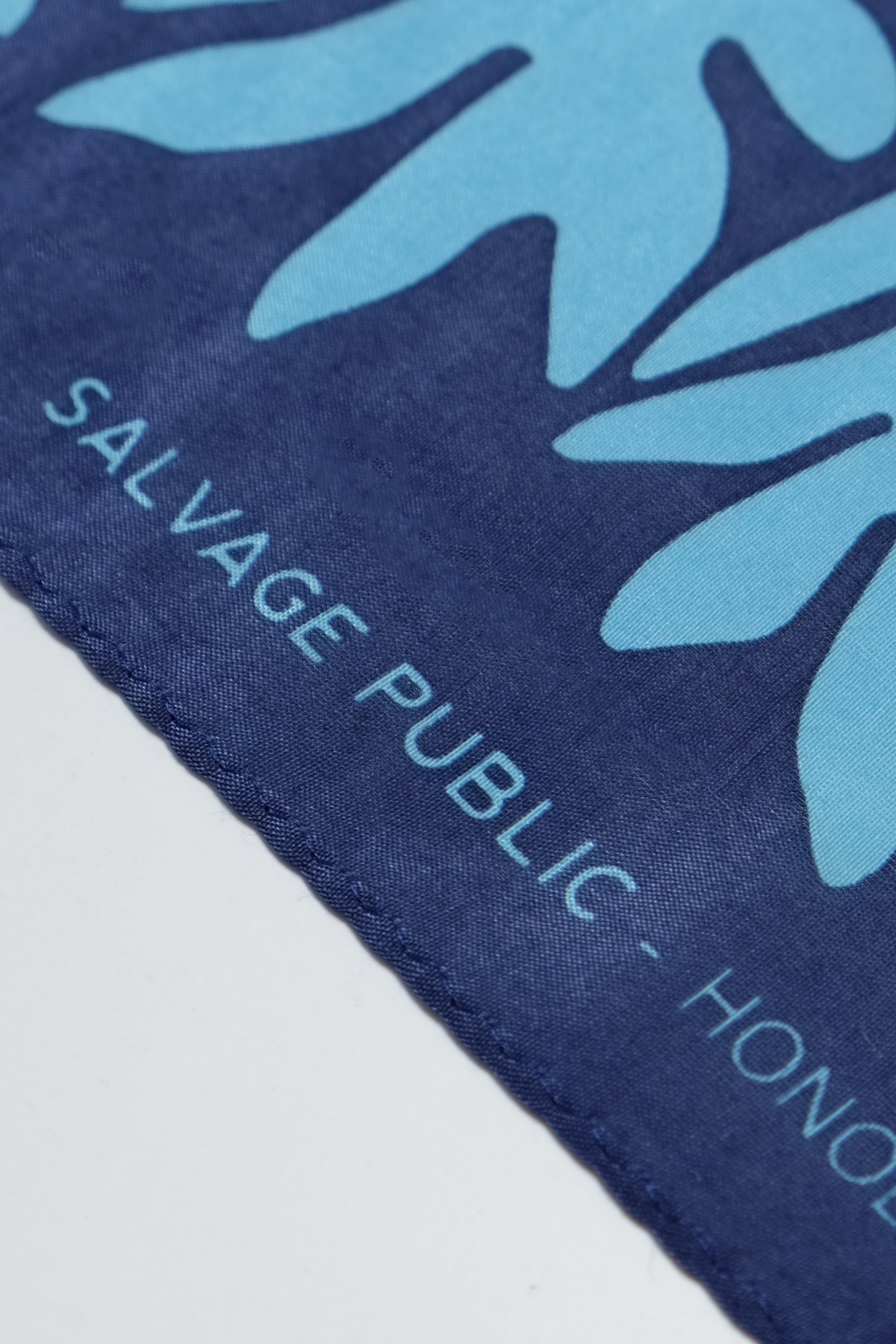 Cotton/Silk Bandana - ʻUlu - Blue Shadow
