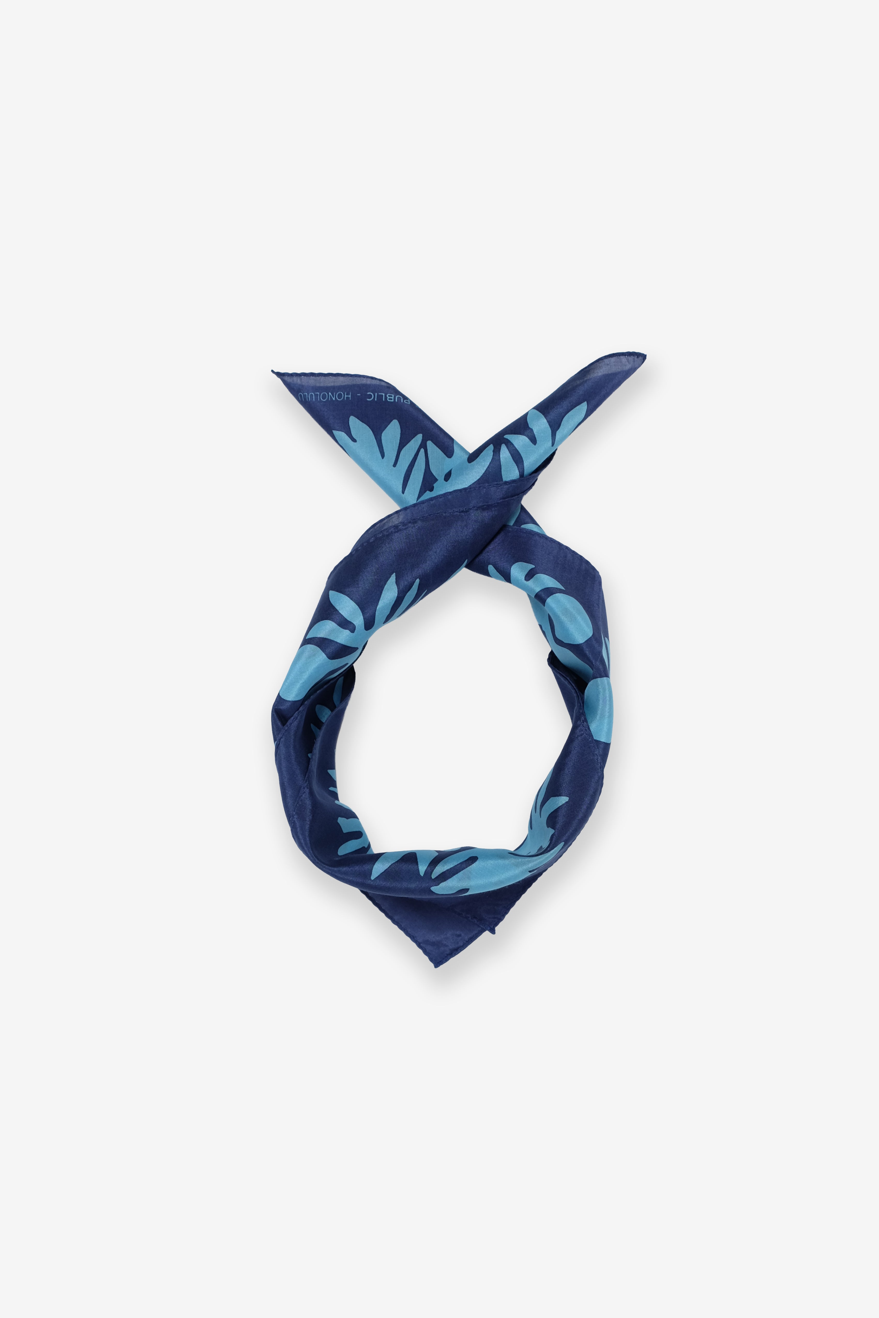 Cotton/Silk Bandana - ʻUlu - Blue Shadow