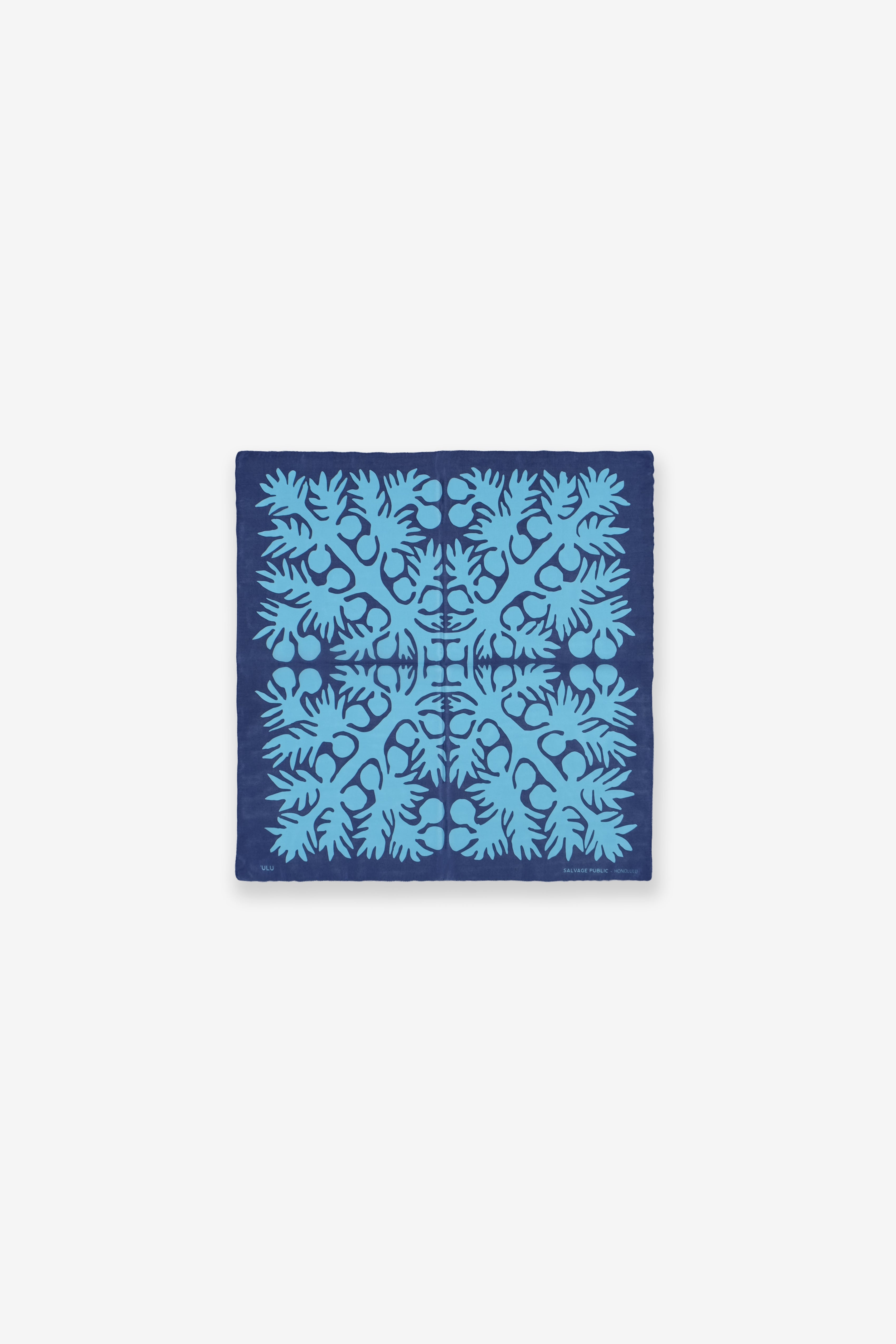 Cotton/Silk Bandana - ʻUlu - Blue Shadow