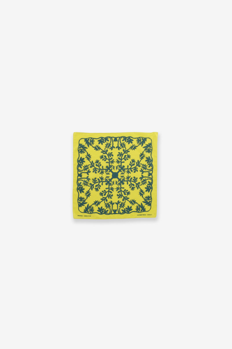 Cotton/Silk Bandana - Naupaka - Chartreuse