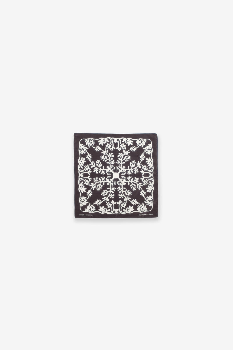 Cotton/Silk Bandana - Naupaka - Black