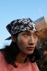 Cotton/Silk Bandana - Naupaka - Black