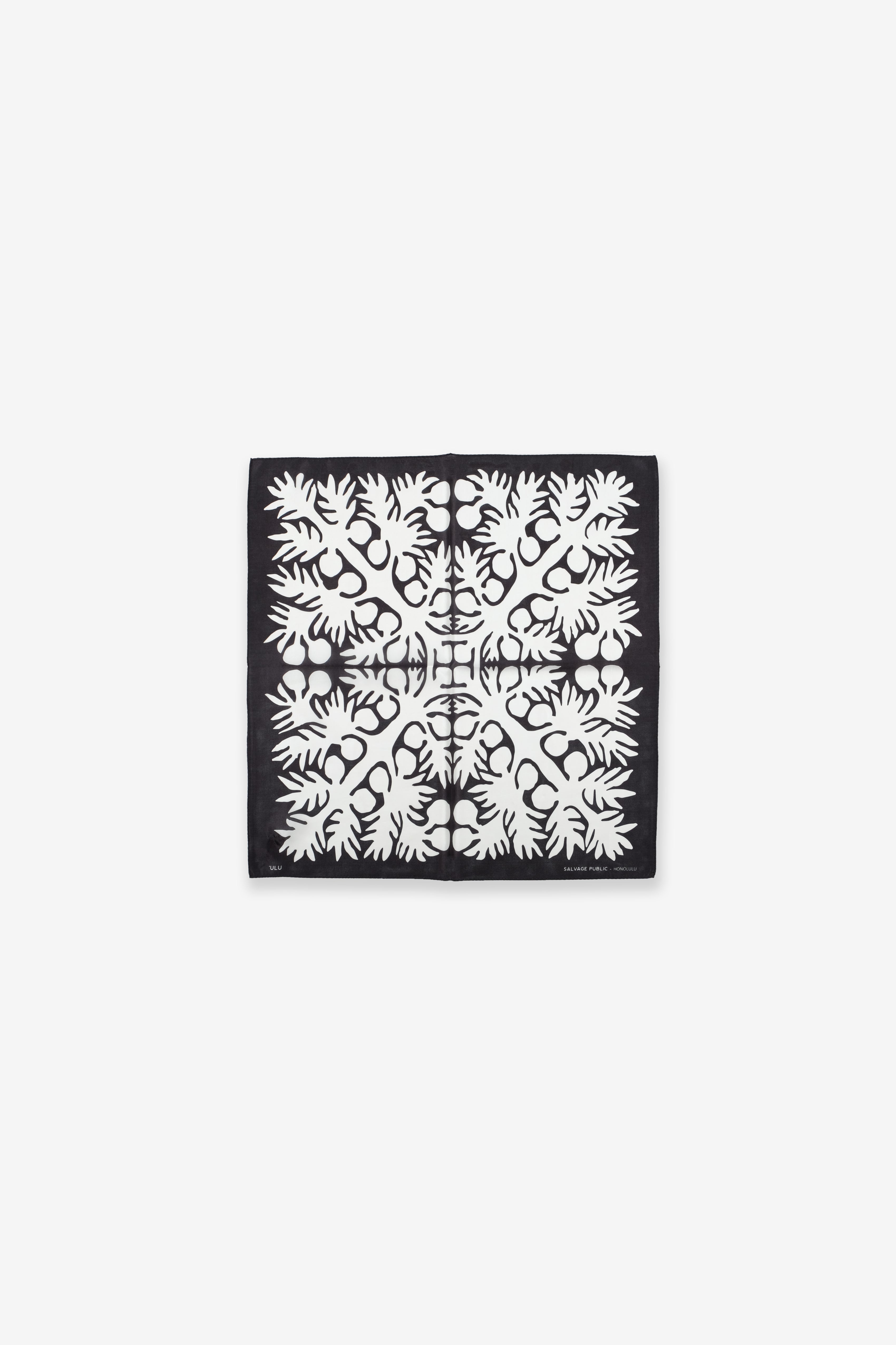 Cotton/Silk Bandana - ʻUlu - Black