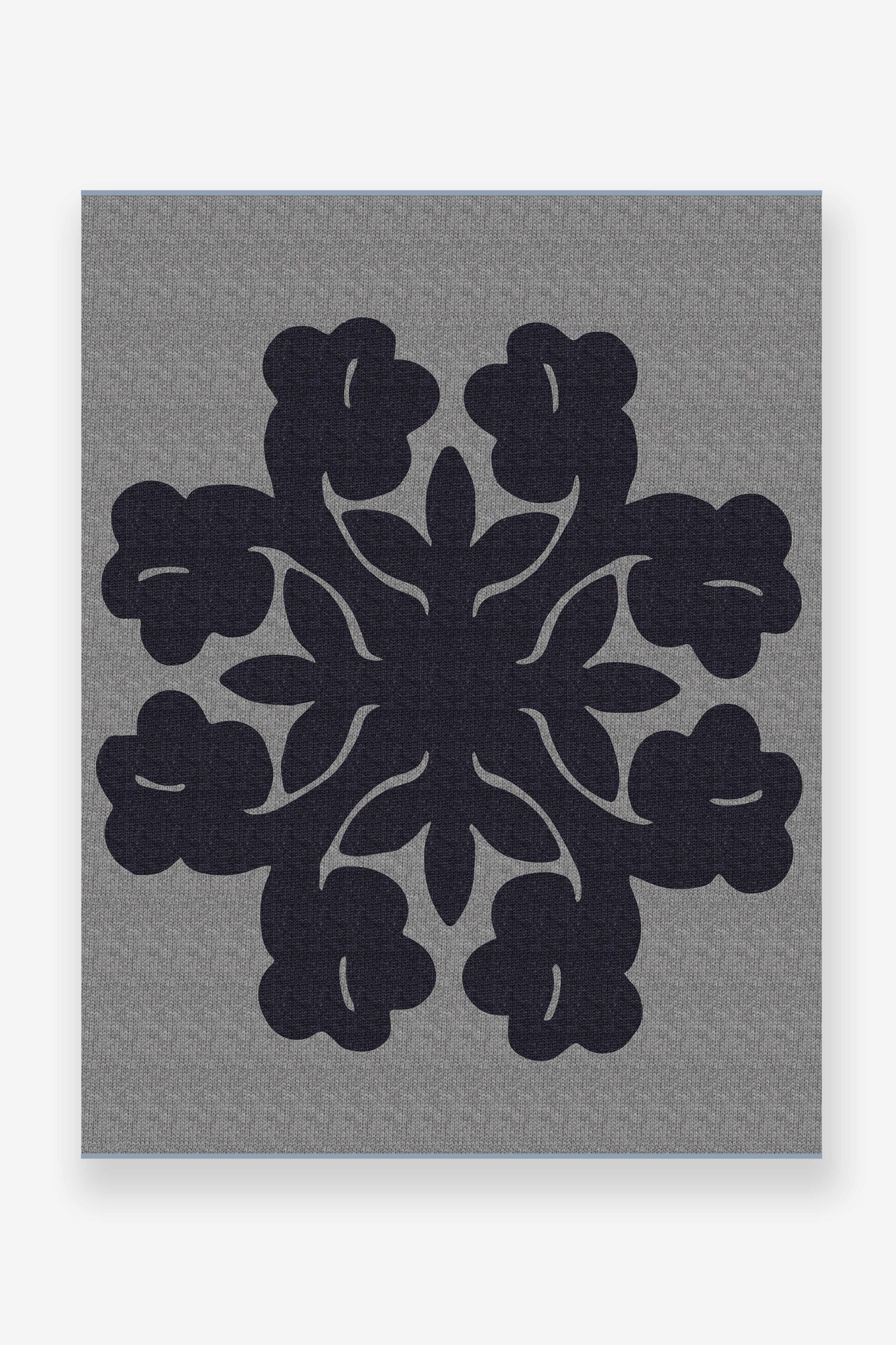 Jacquard Throw Blanket - Hibiscus - Navy