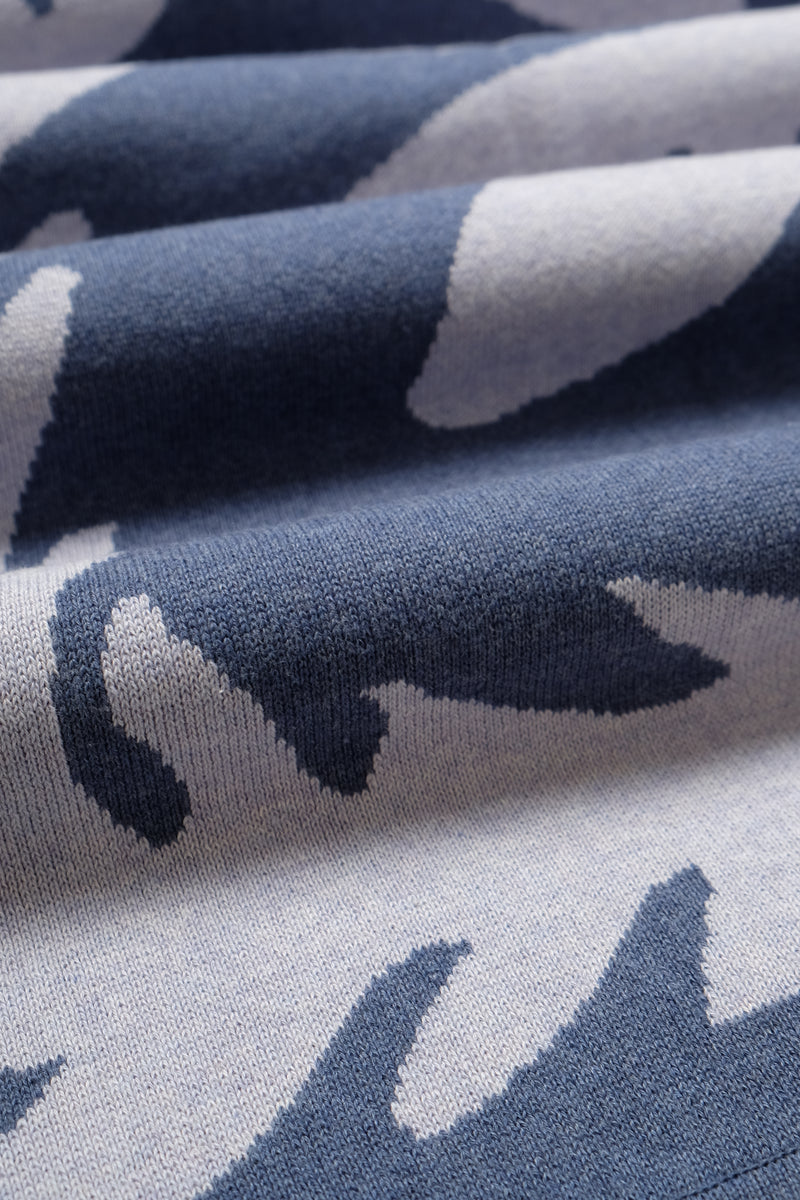 Jacquard Throw Blanket - Ti Leaf - Heather Blue