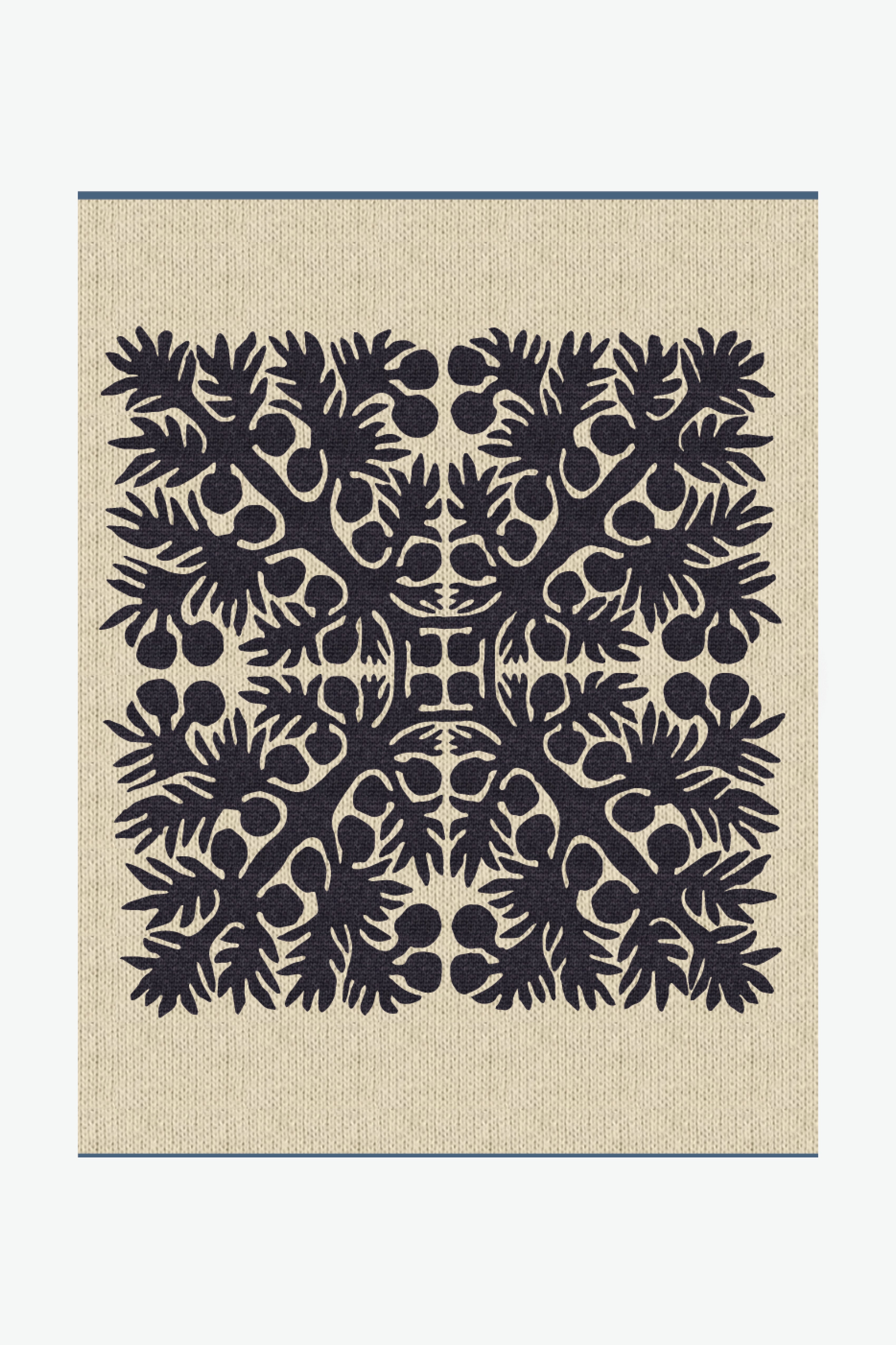 Jacquard Throw Blanket - ʻUlu - Heather Navy