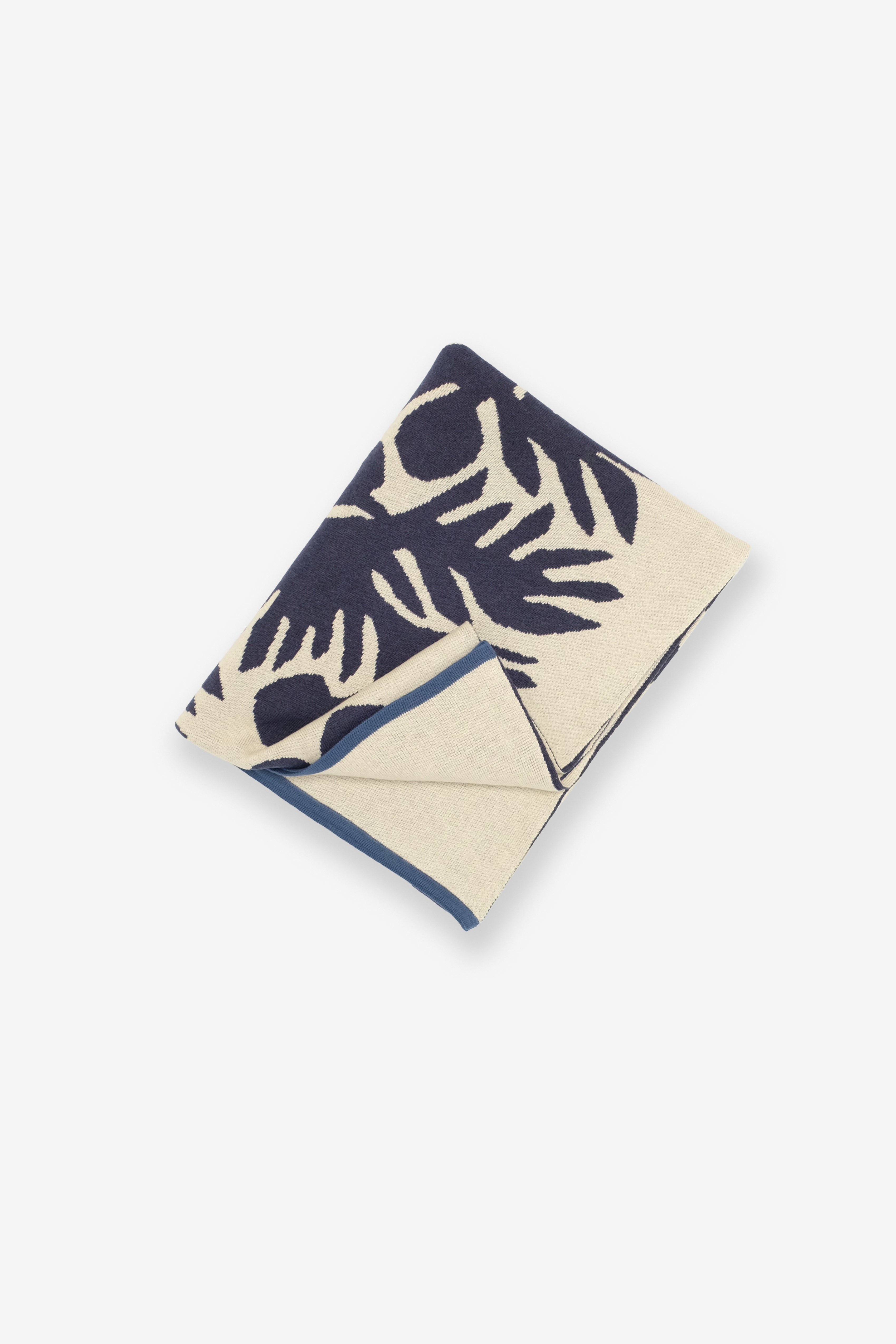 Jacquard Throw Blanket - ʻUlu - Heather Navy