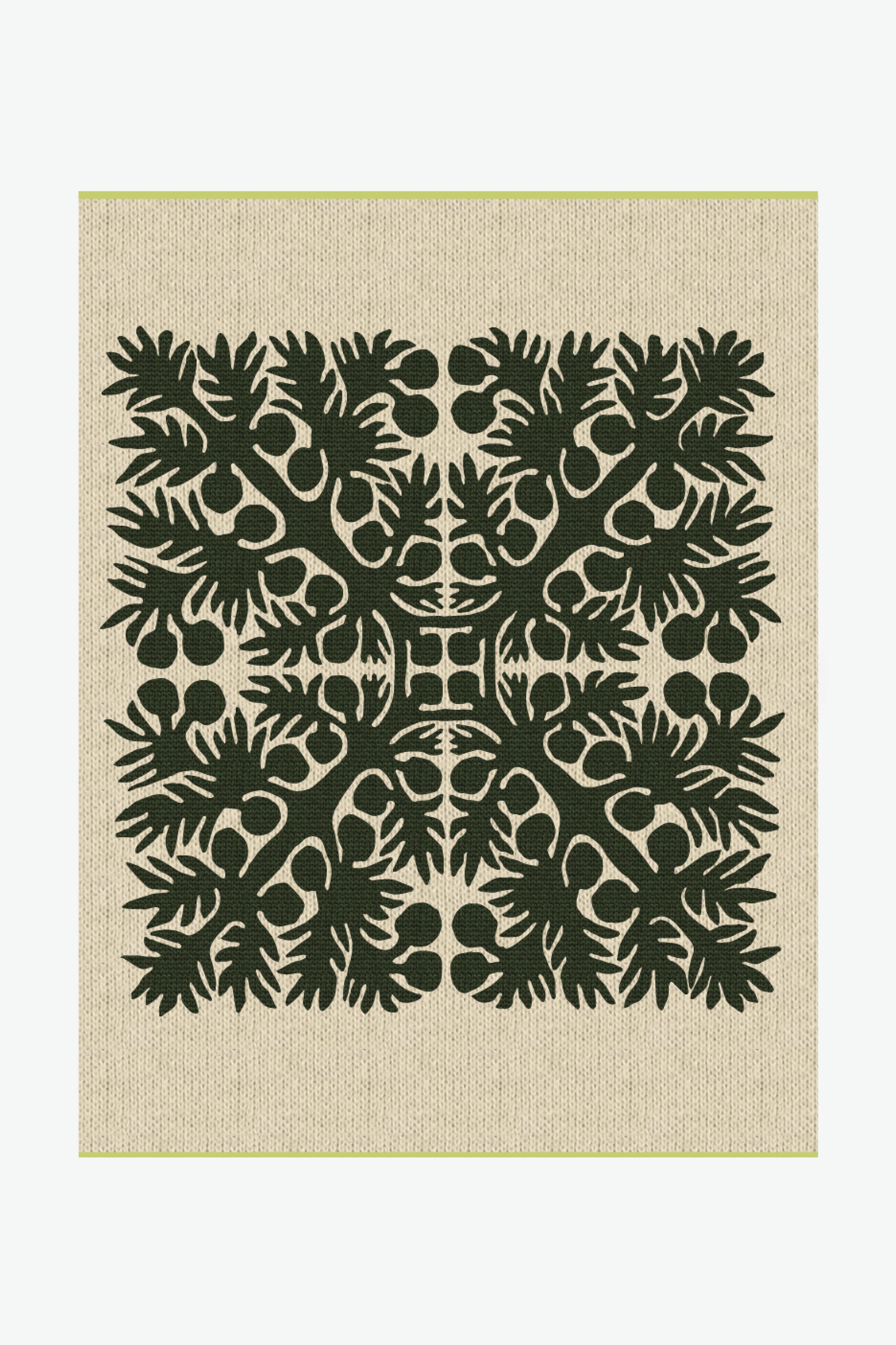 Jacquard Throw Blanket - ʻUlu - Heather Dark Green