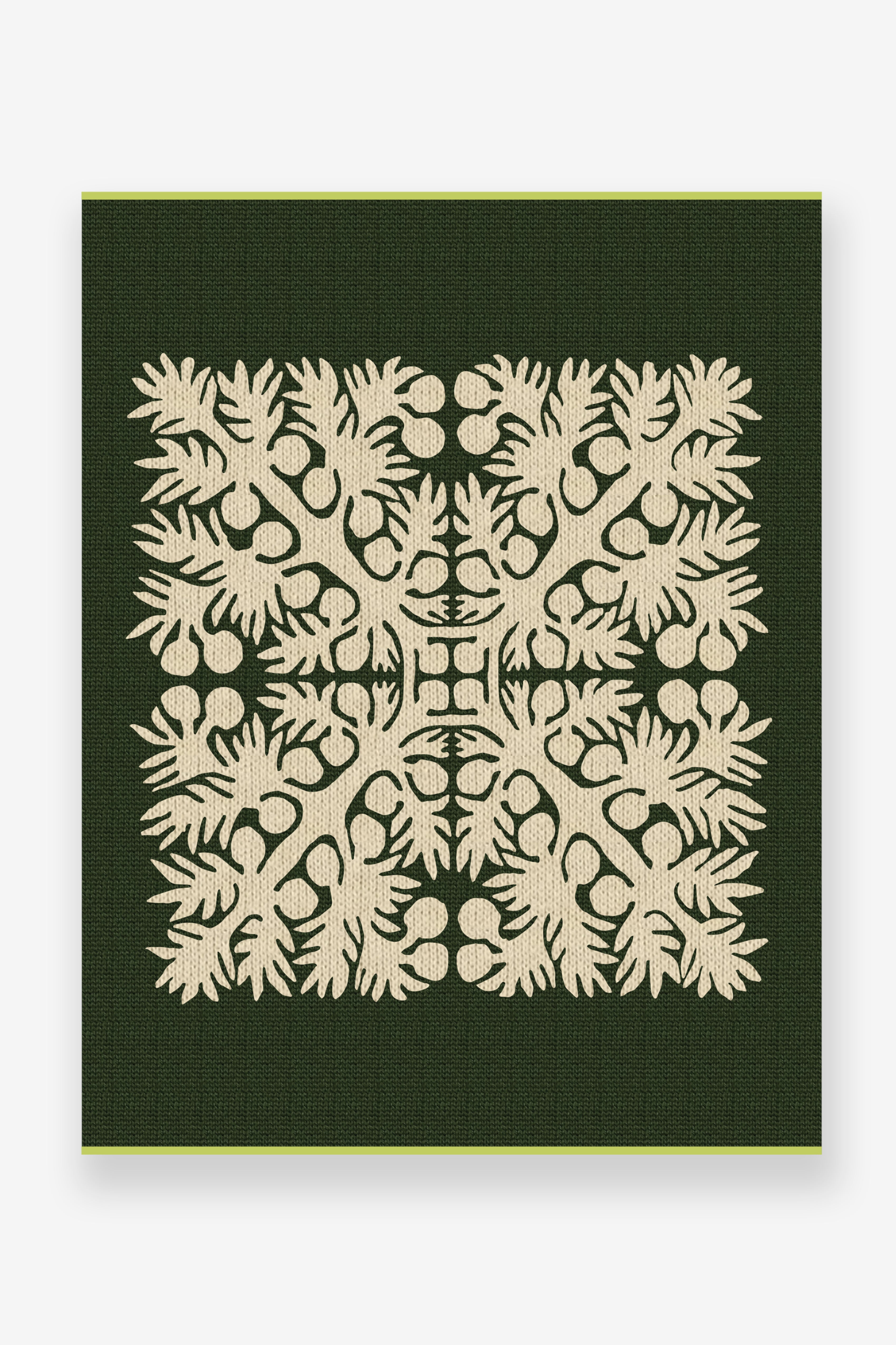 Jacquard Throw Blanket - ʻUlu - Heather Dark Green