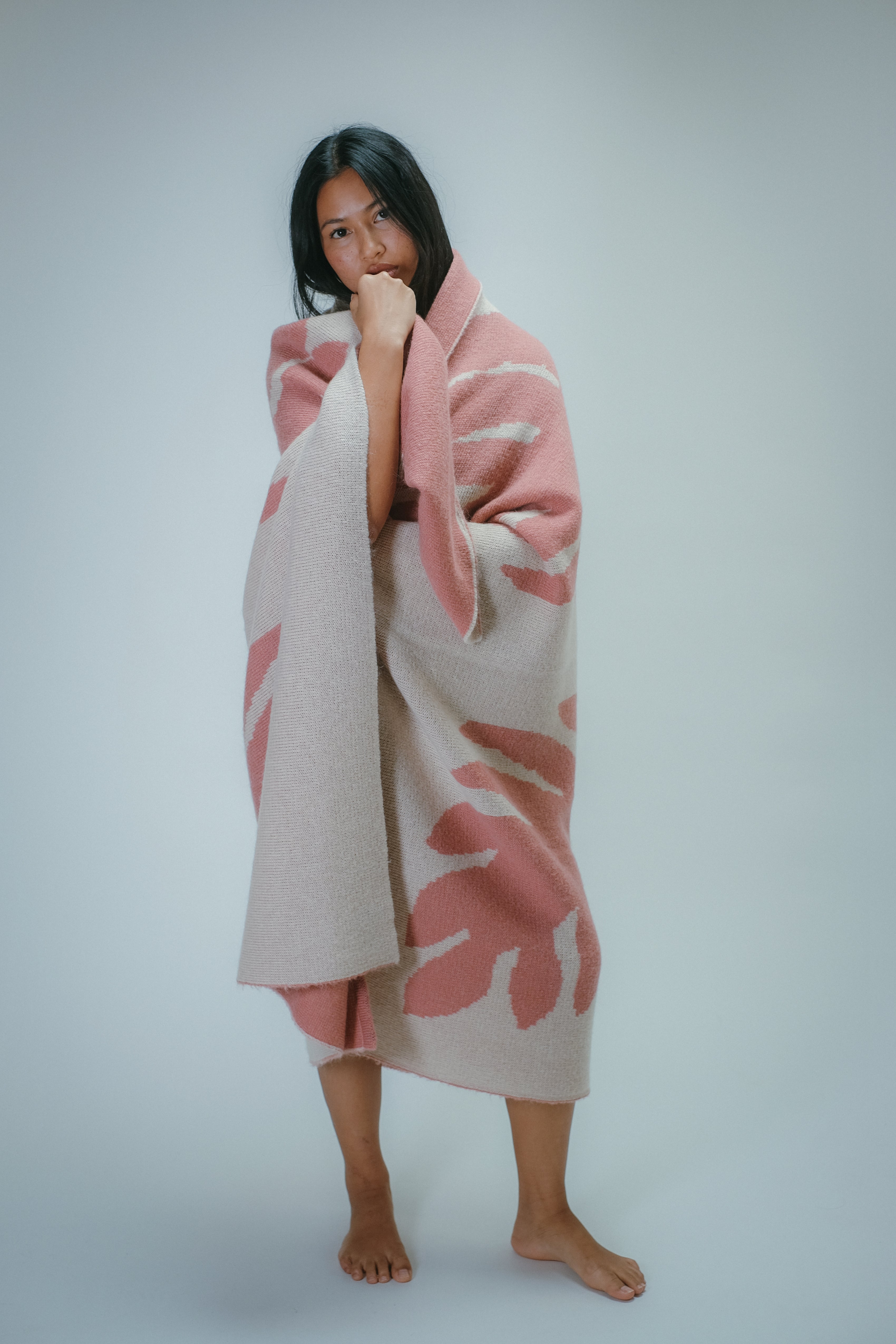 Wool/Mohair Throw Blanket - Lauaʻe - Blush