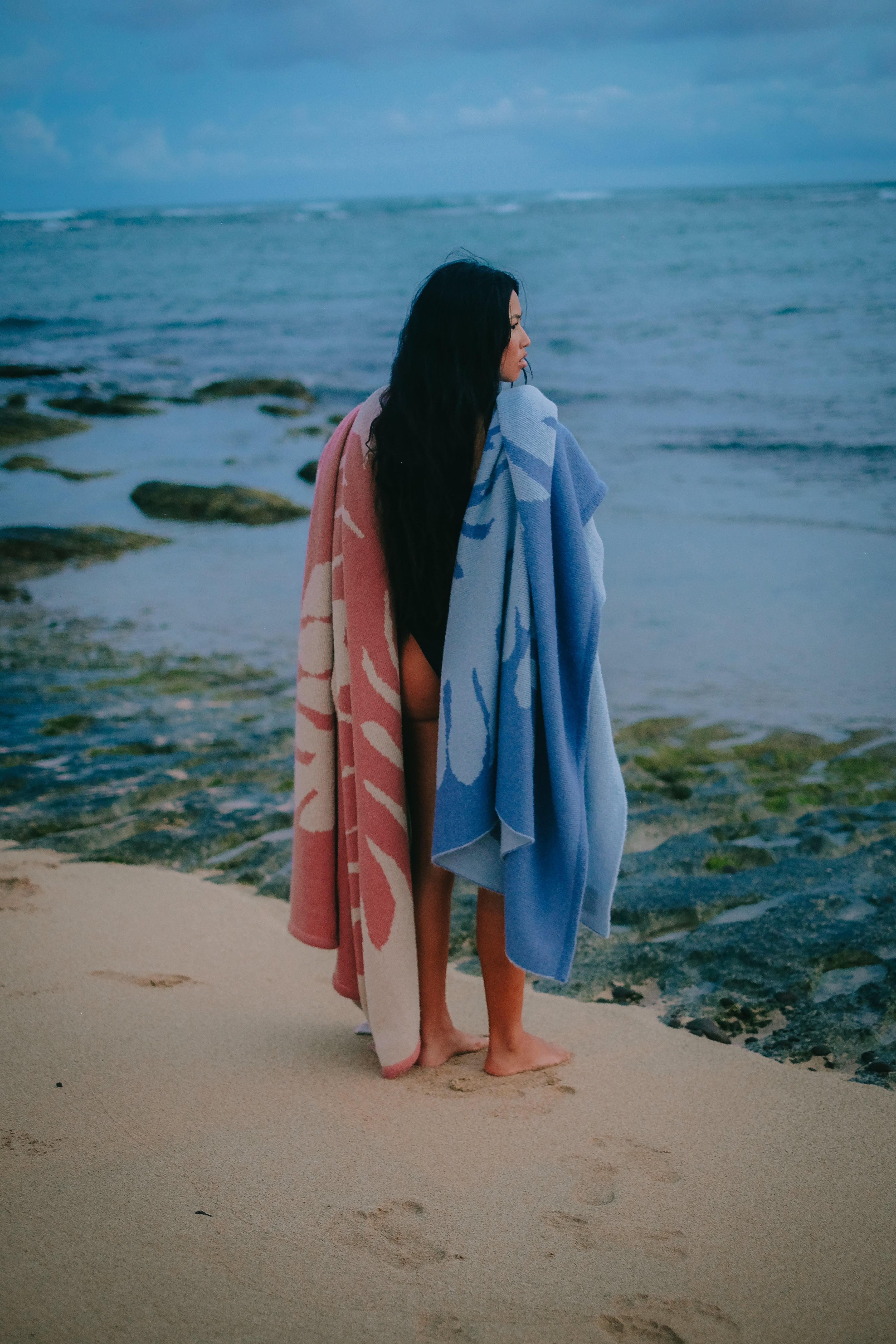 Wool/Mohair Throw Blanket - Lauaʻe - Blush