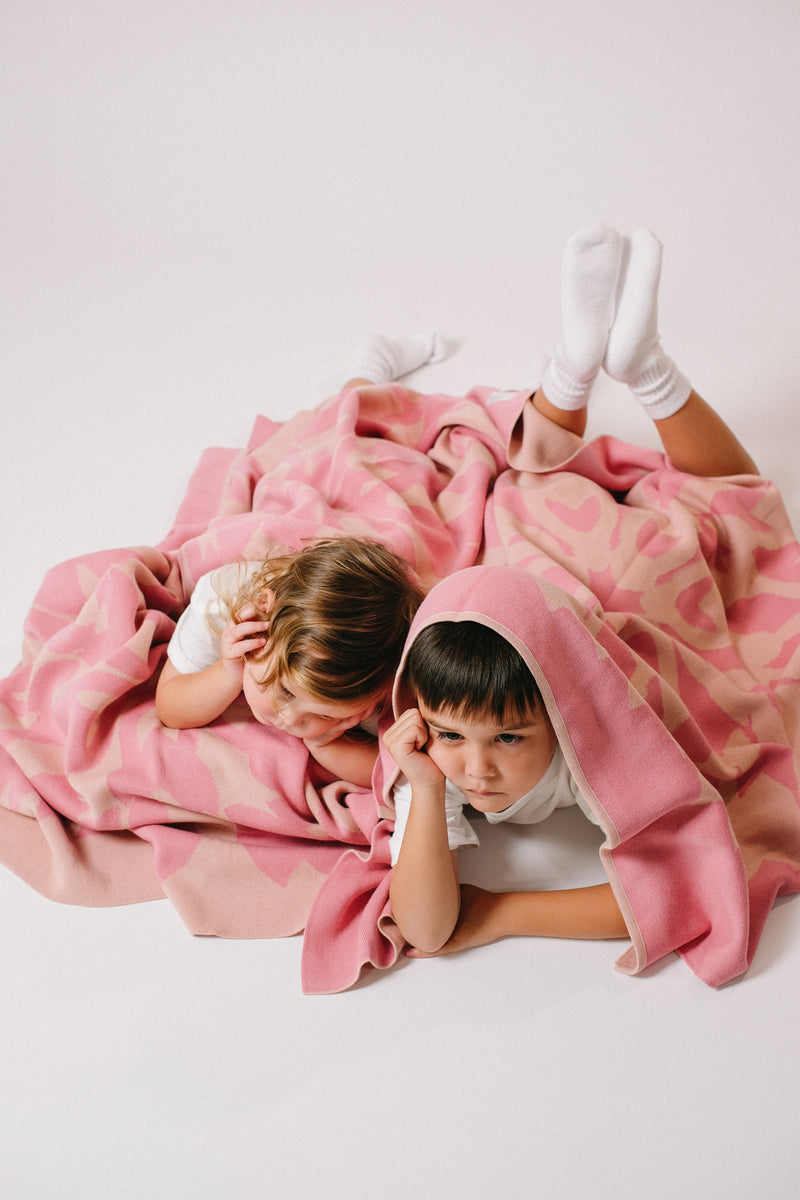 Kids/Baby Jacquard Throw Blanket - Kalo - Dusty Pink