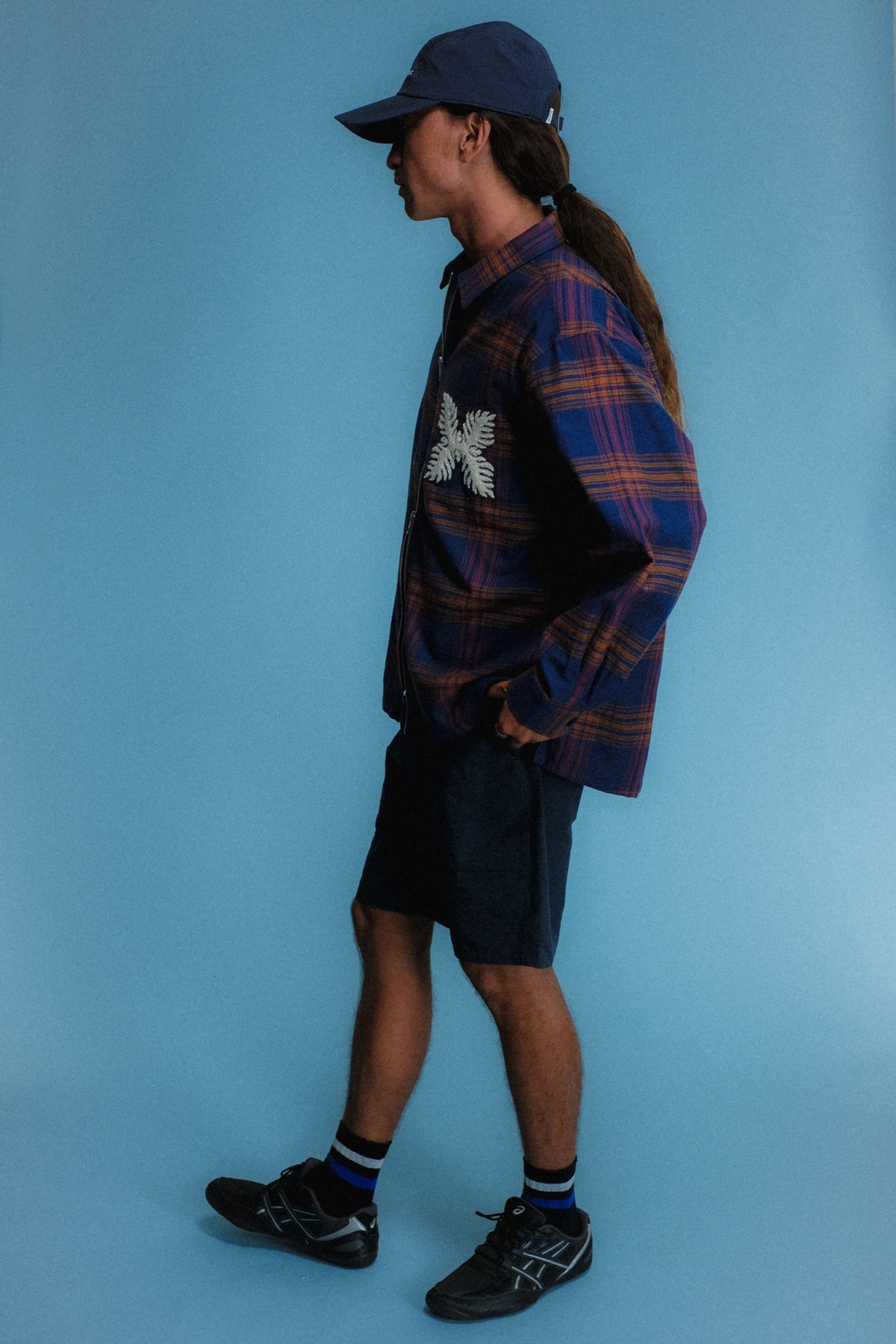 Flannel Check Zip Jacket - Navy/Red