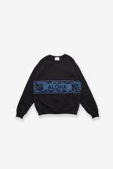 Crewneck Sweatshirt - Aloha Border -  Black