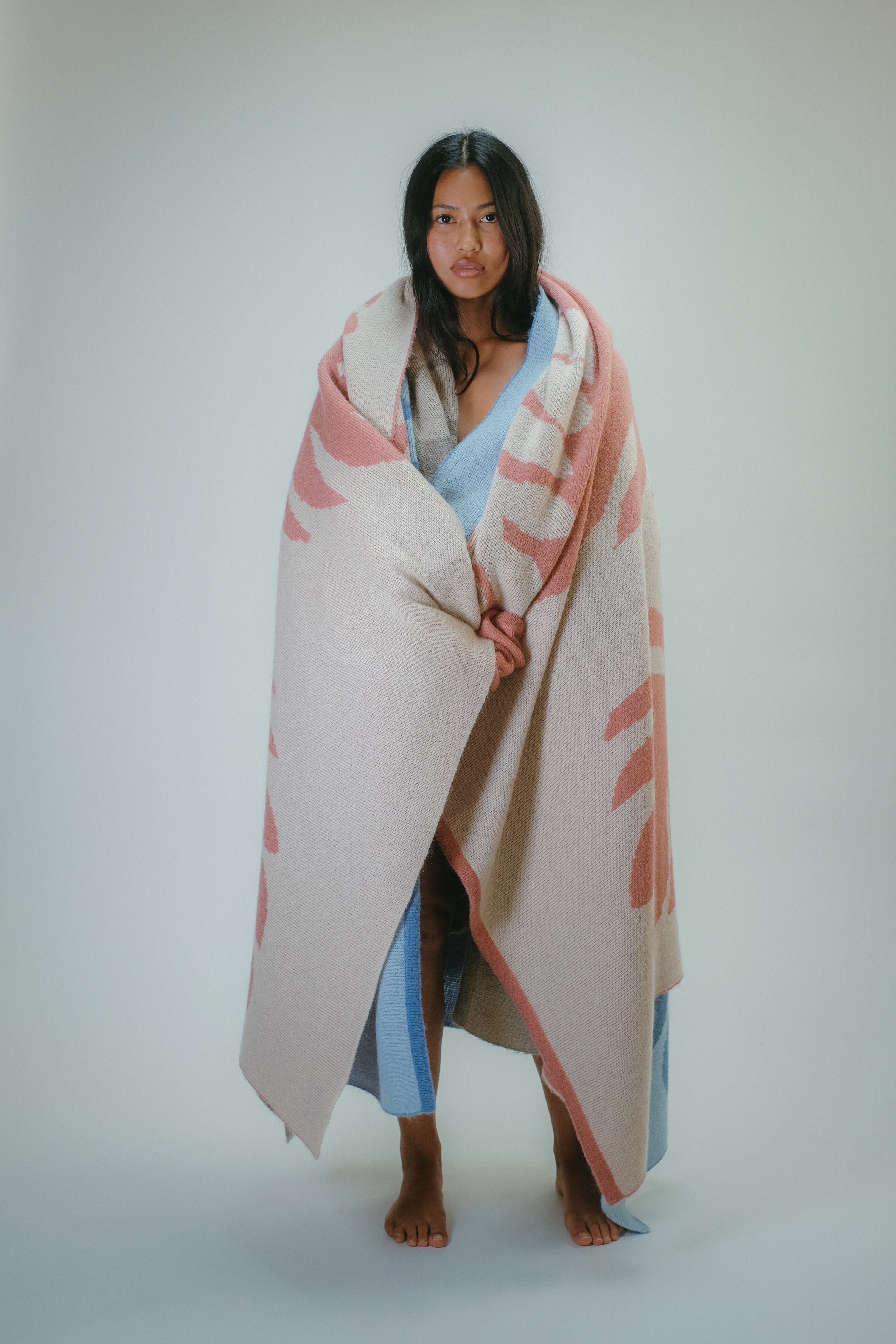 Wool/Mohair Throw Blanket - Lauaʻe - Blush