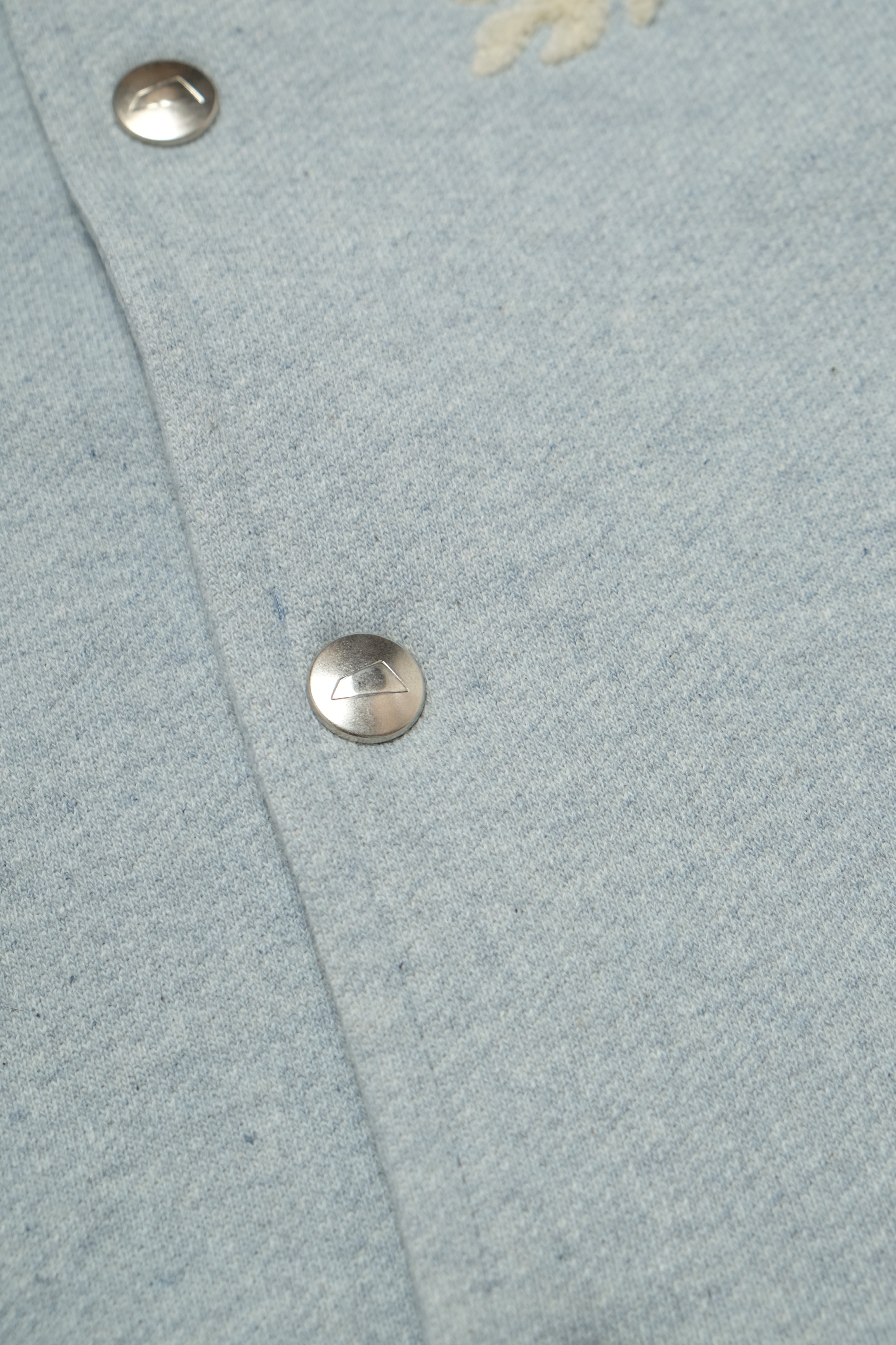 Recycled Denim French Terry Coach Jacket- Light Indigo