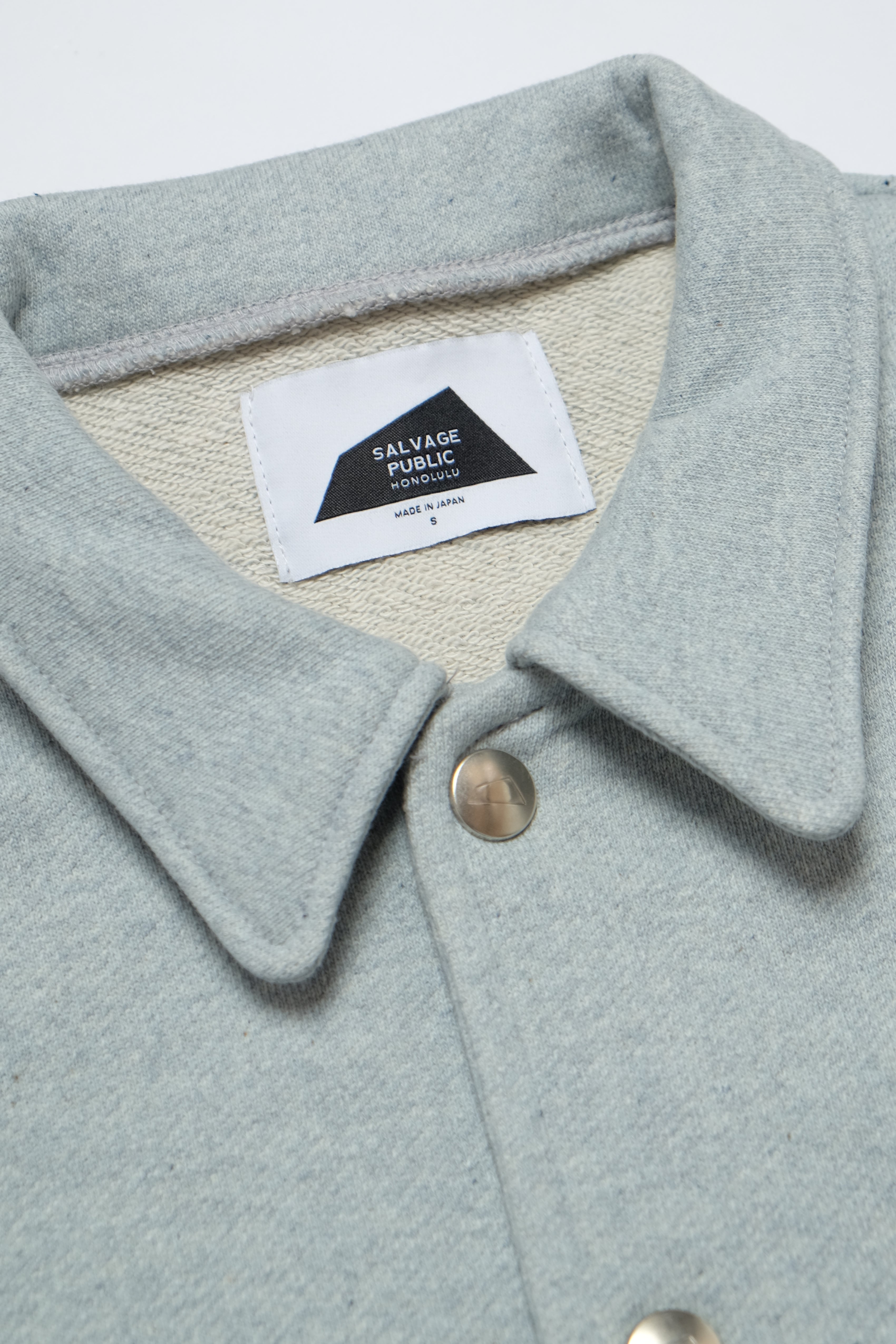 Recycled Denim French Terry Coach Jacket- Light Indigo