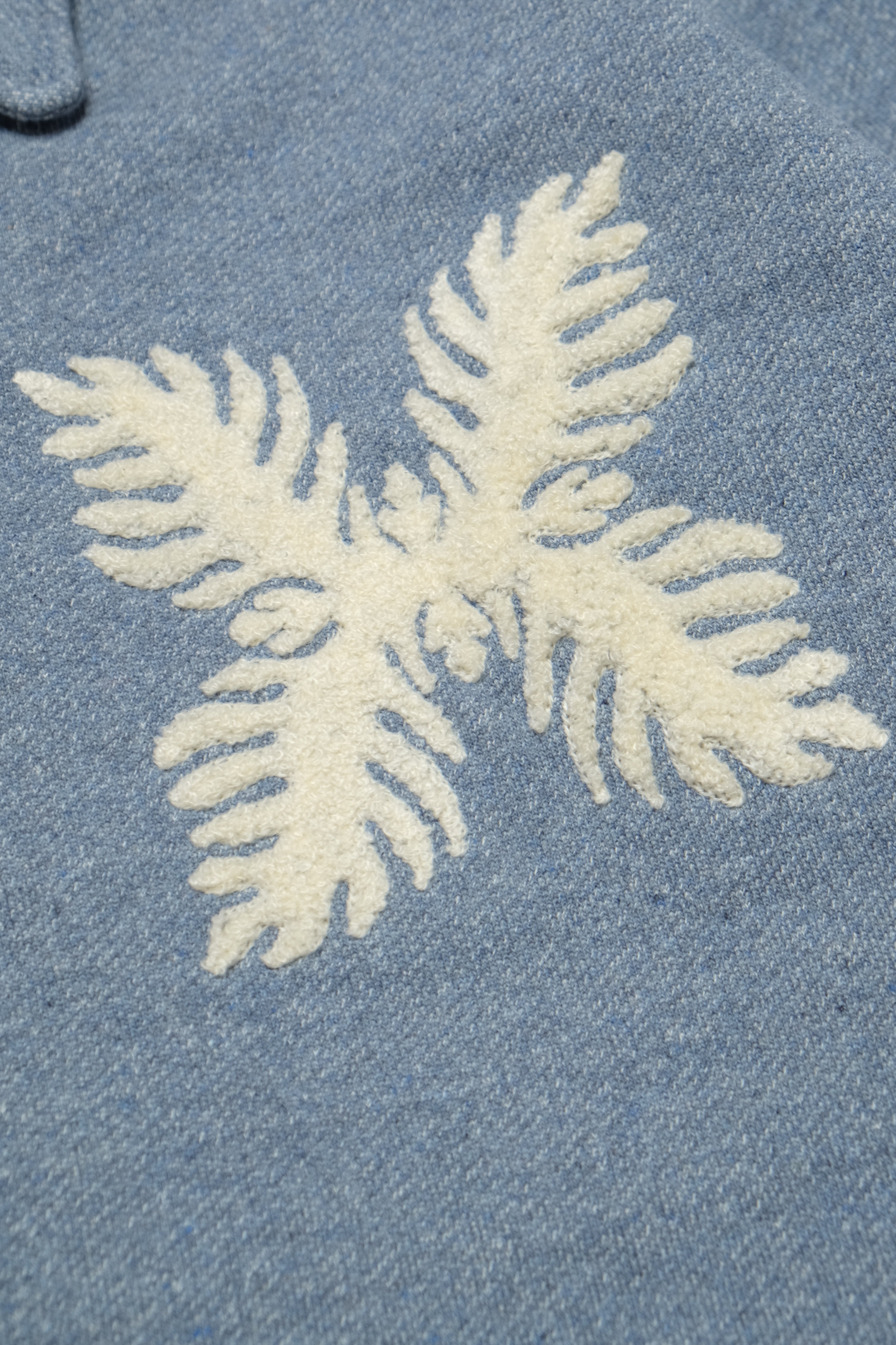 Recycled Denim French Terry Coach Jacket- Medium Indigo