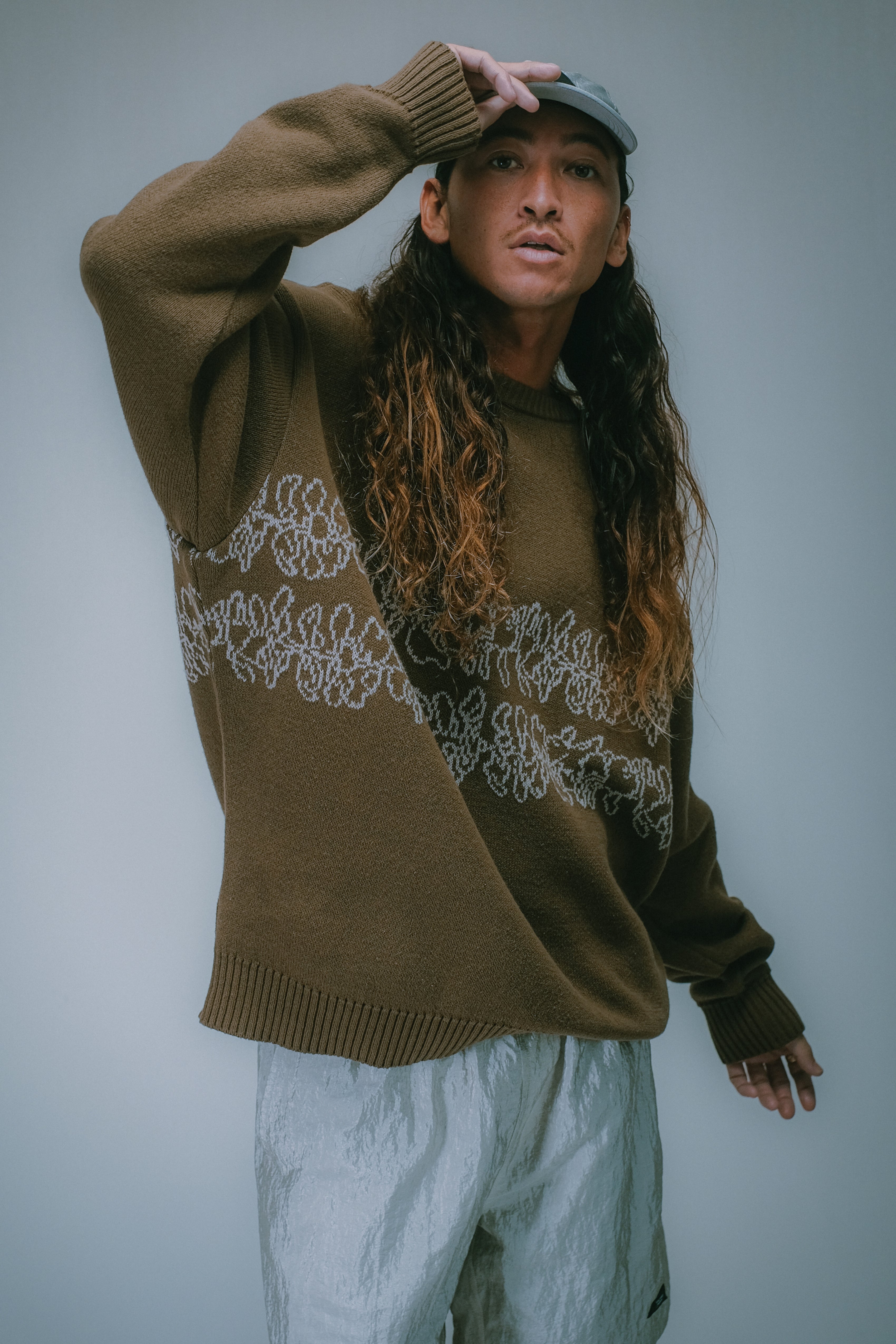 Knit Crewneck - Double Lei - Brown