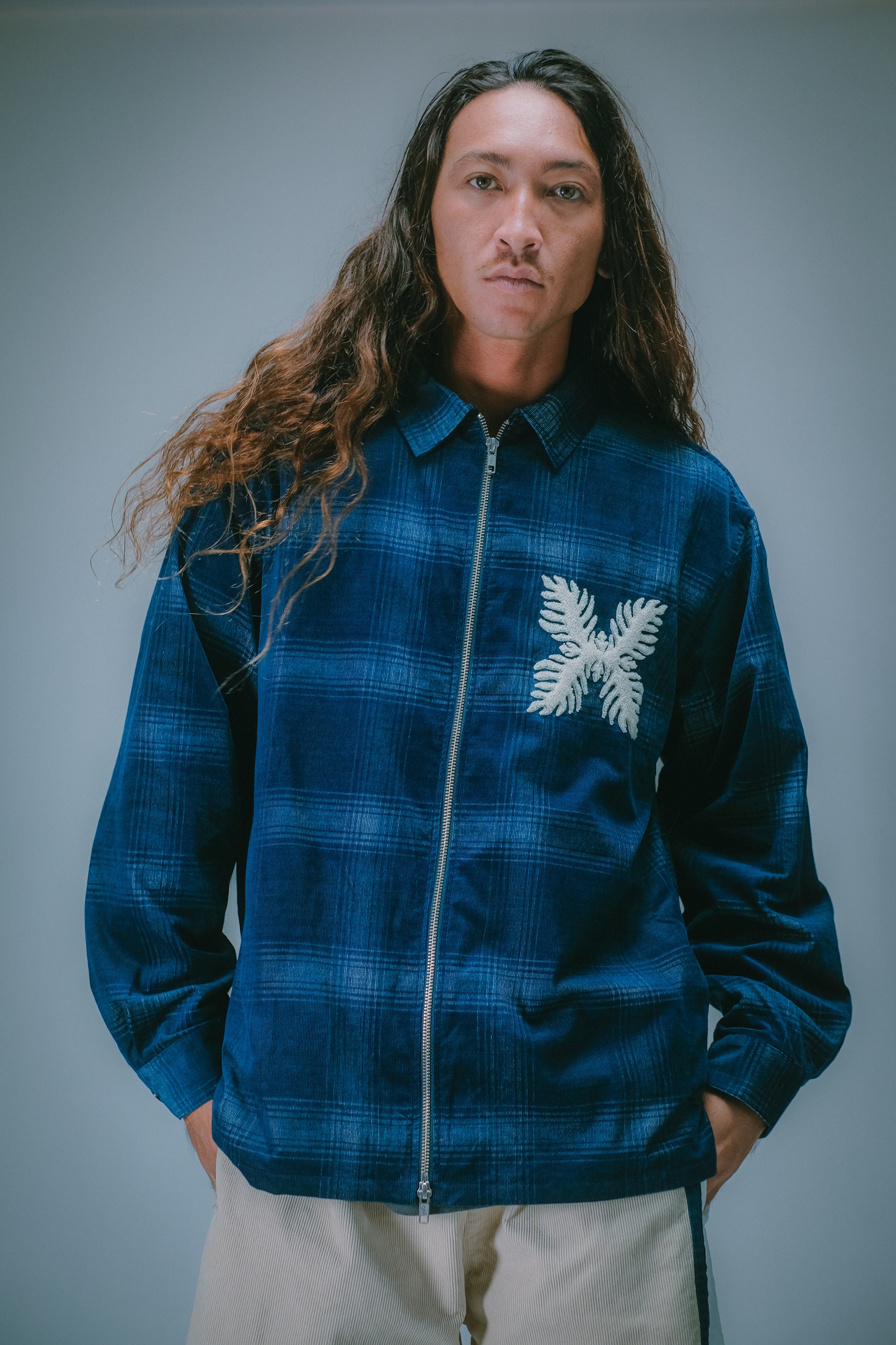 Indigo Corduroy Zip Jacket - Indigo