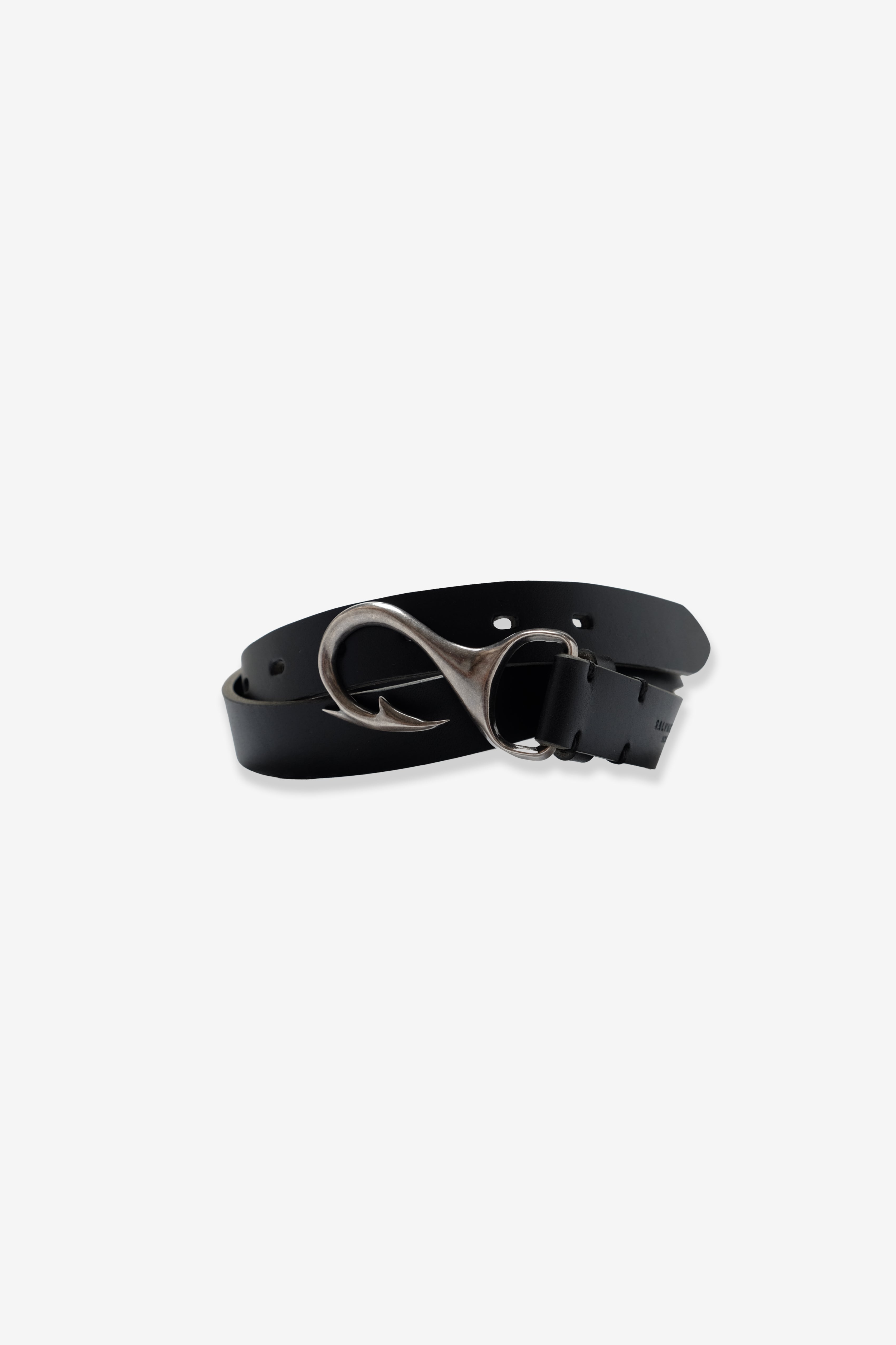 Fish Hook Leather Belt - Black