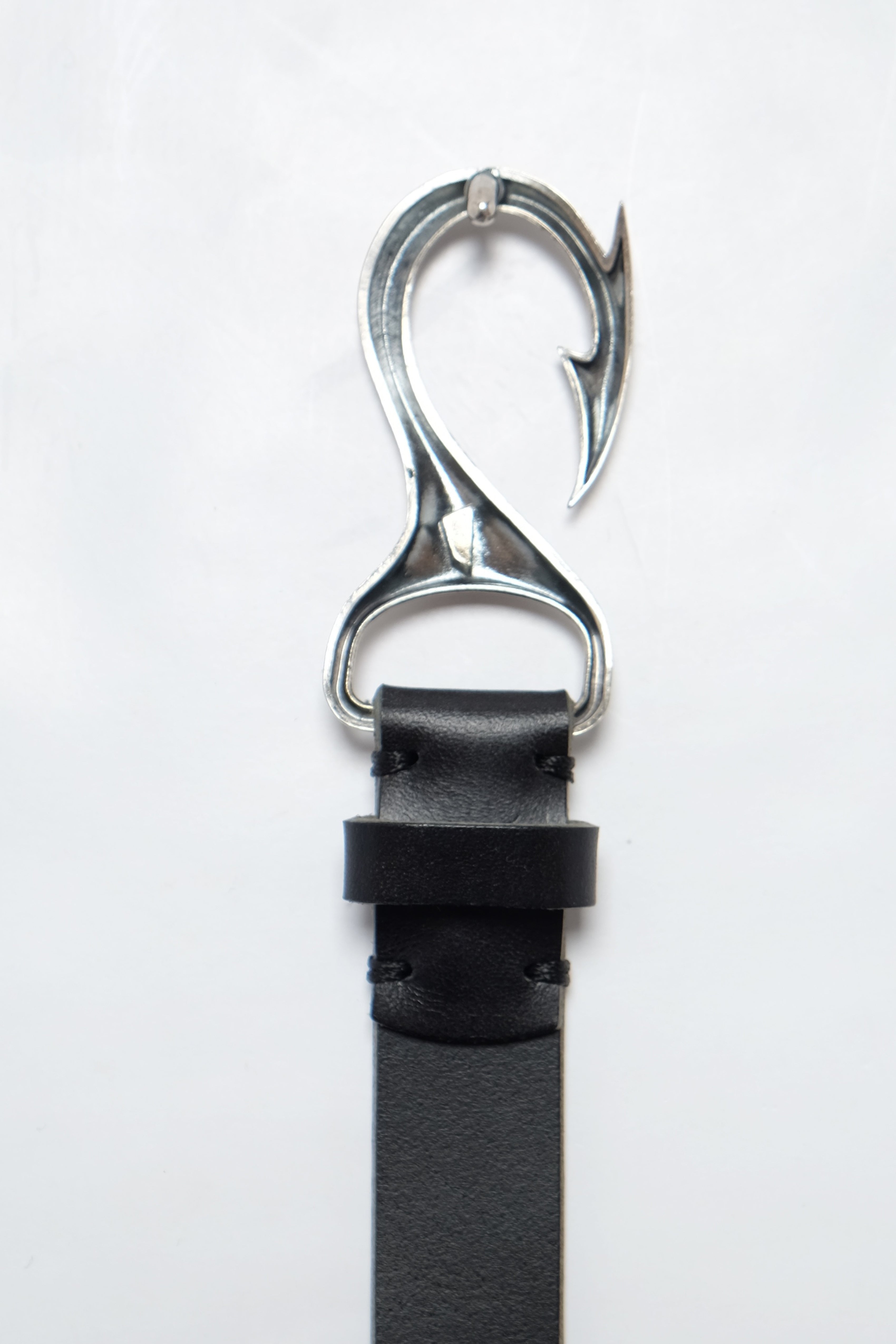 Fish Hook Leather Belt - Black