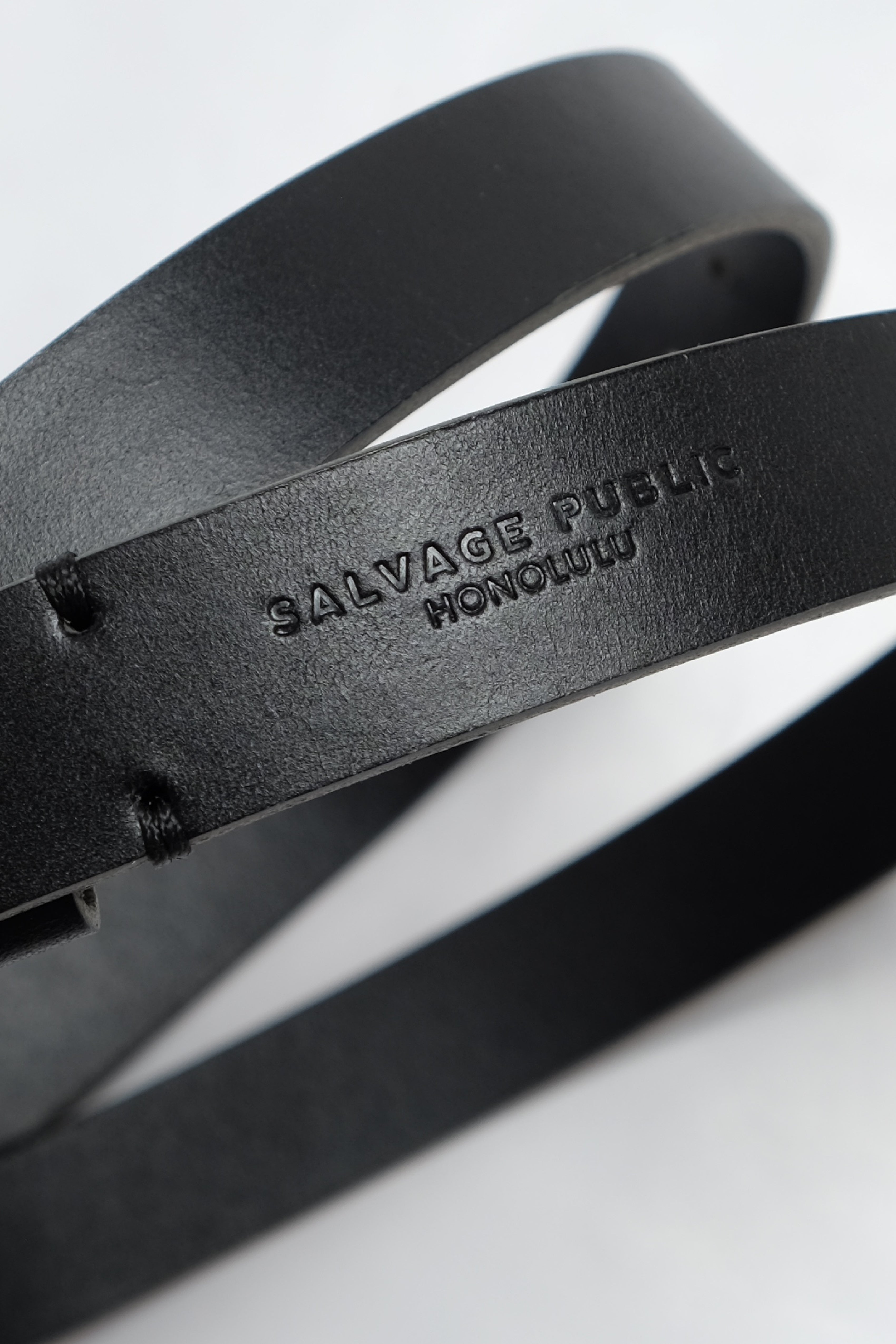 Fish Hook Leather Belt - Black
