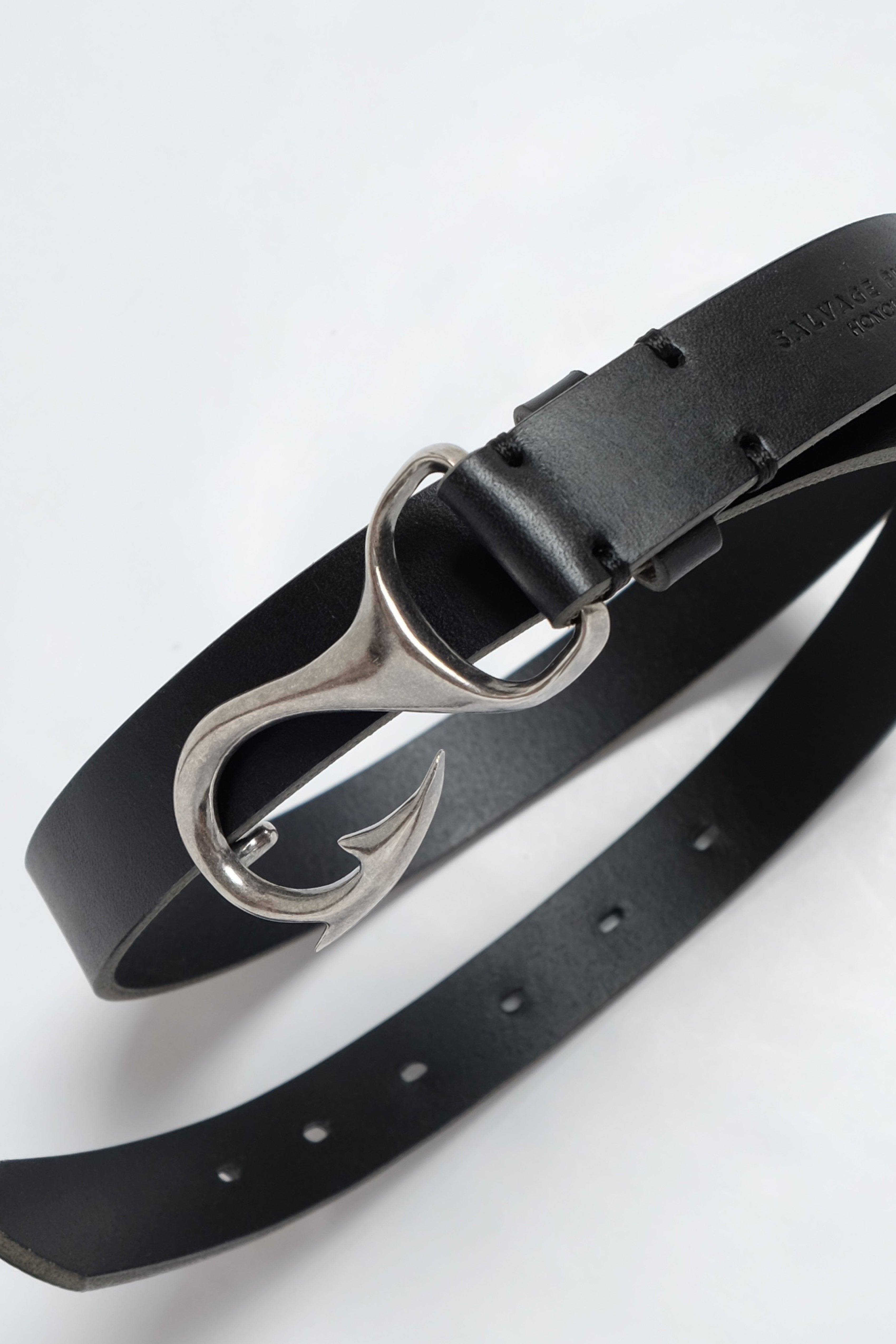 Fish Hook Leather Belt - Black