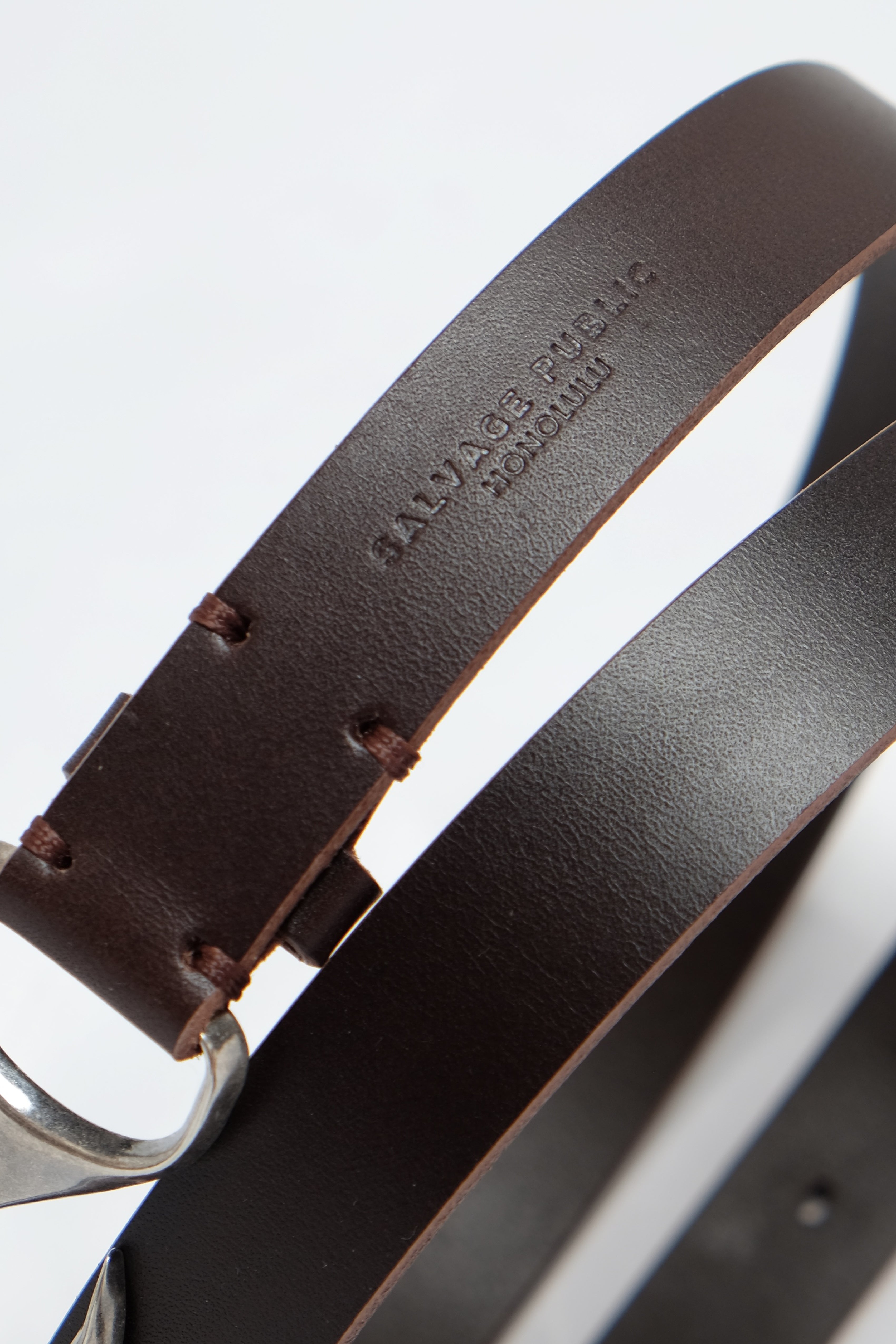 Fish Hook Leather Belt - Brown