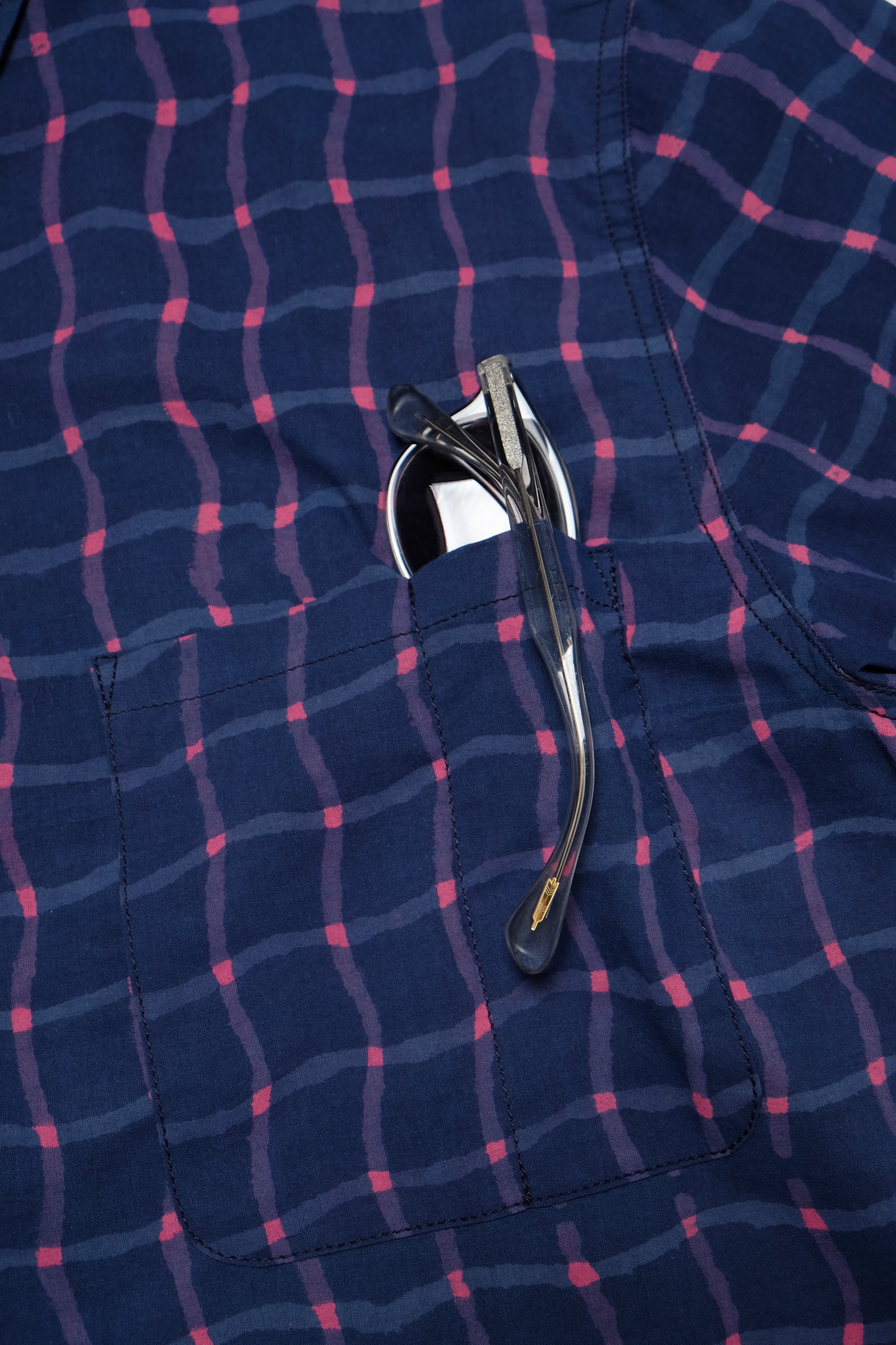 Hapa Jac Shirt - Fish Net Check - Navy