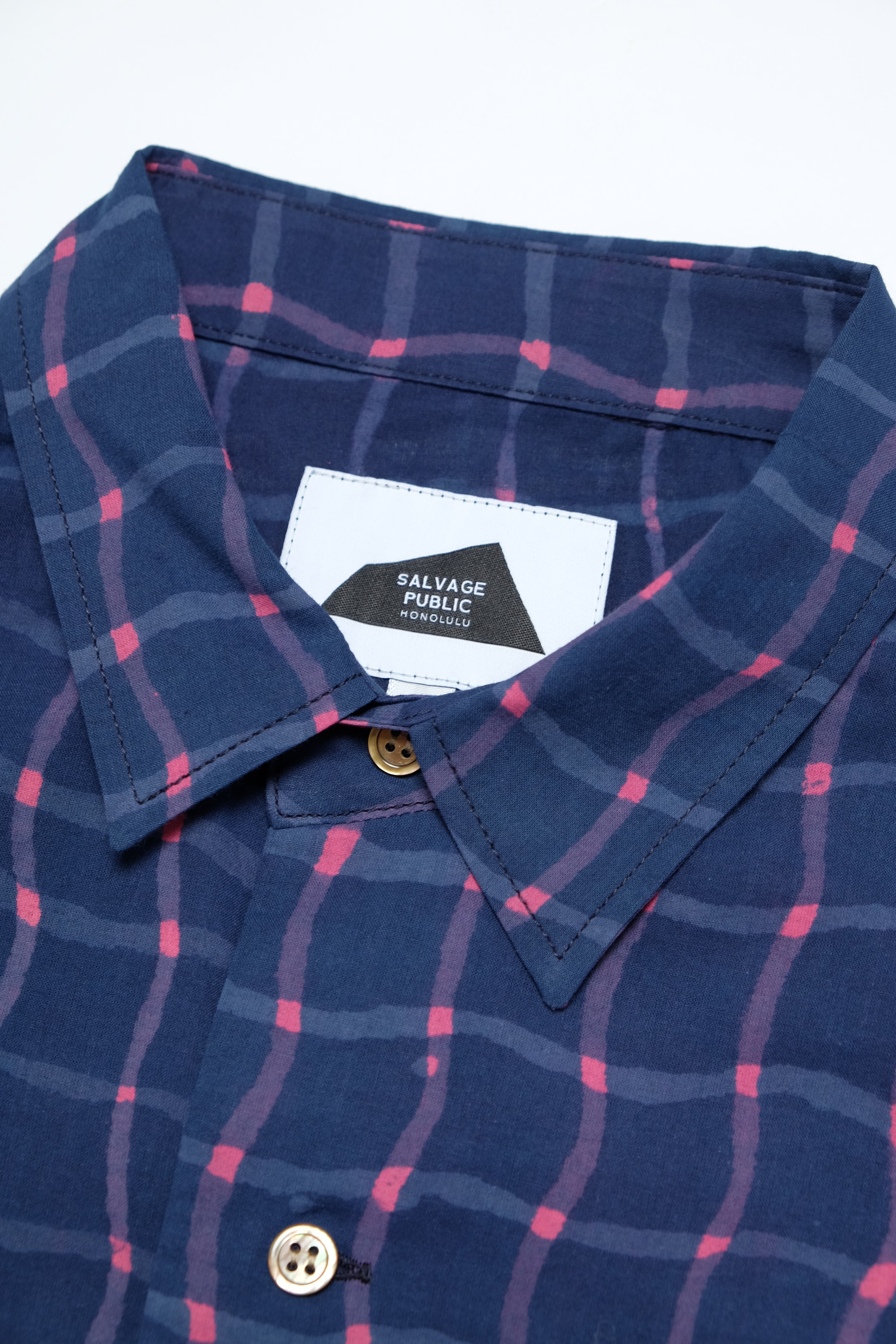 Hapa Jac Shirt - Fish Net Check - Navy