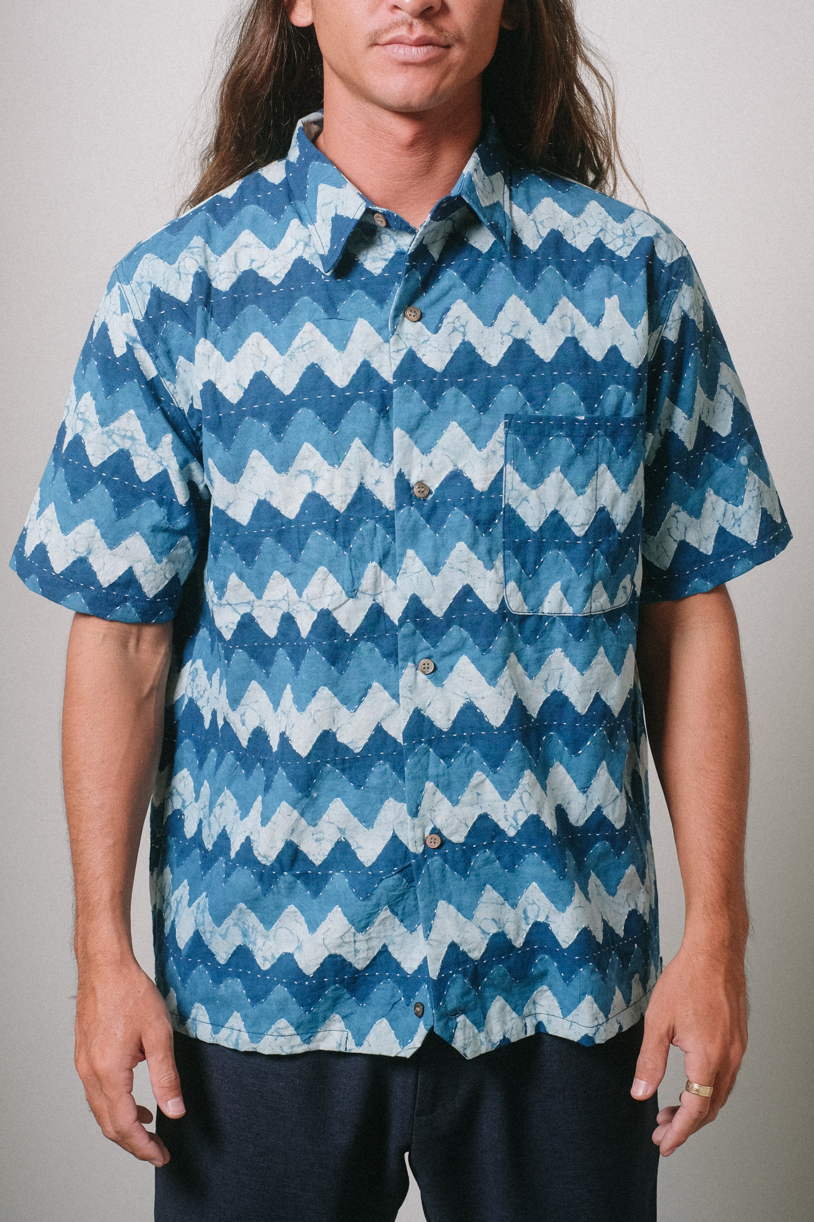 Hapa Jac Shirt - Indigo Waves