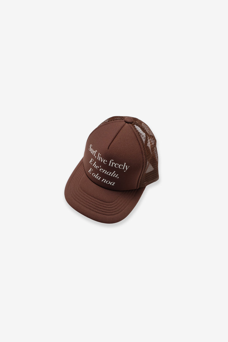 Trucker Hat - Surf Live Freely -Brown