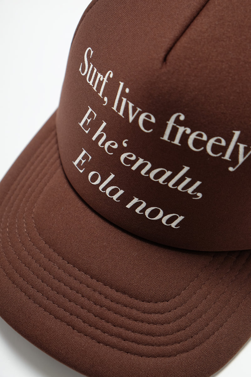 Trucker Hat - Surf Live Freely -Brown