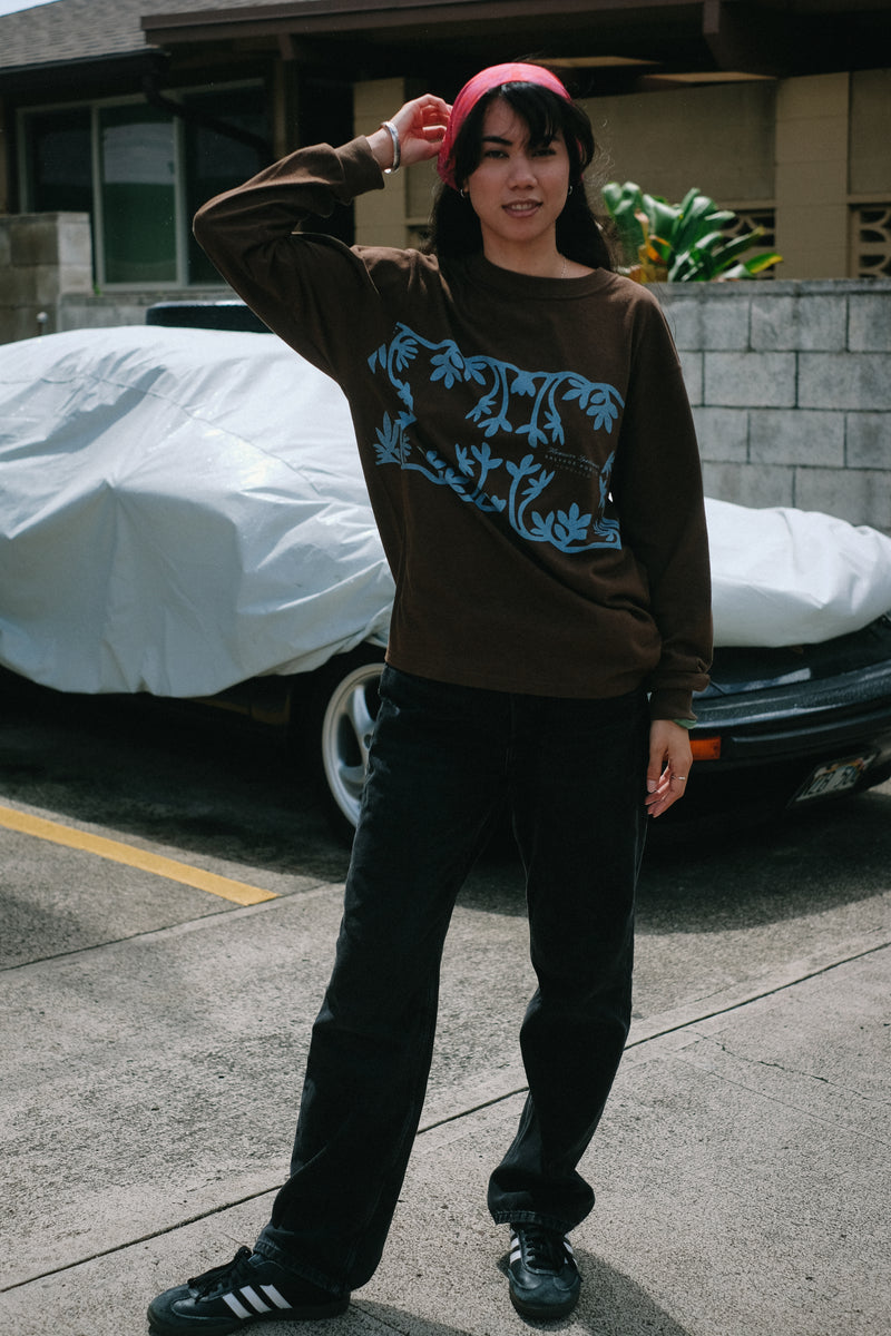 Longsleeve Hemp/Cotton T-Shirt - Naupaka - Brown