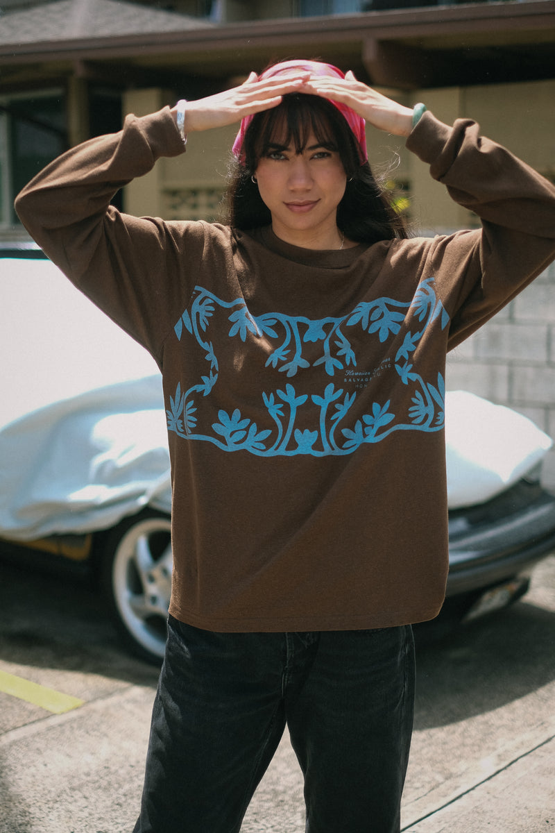 Longsleeve Hemp/Cotton T-Shirt - Naupaka - Brown