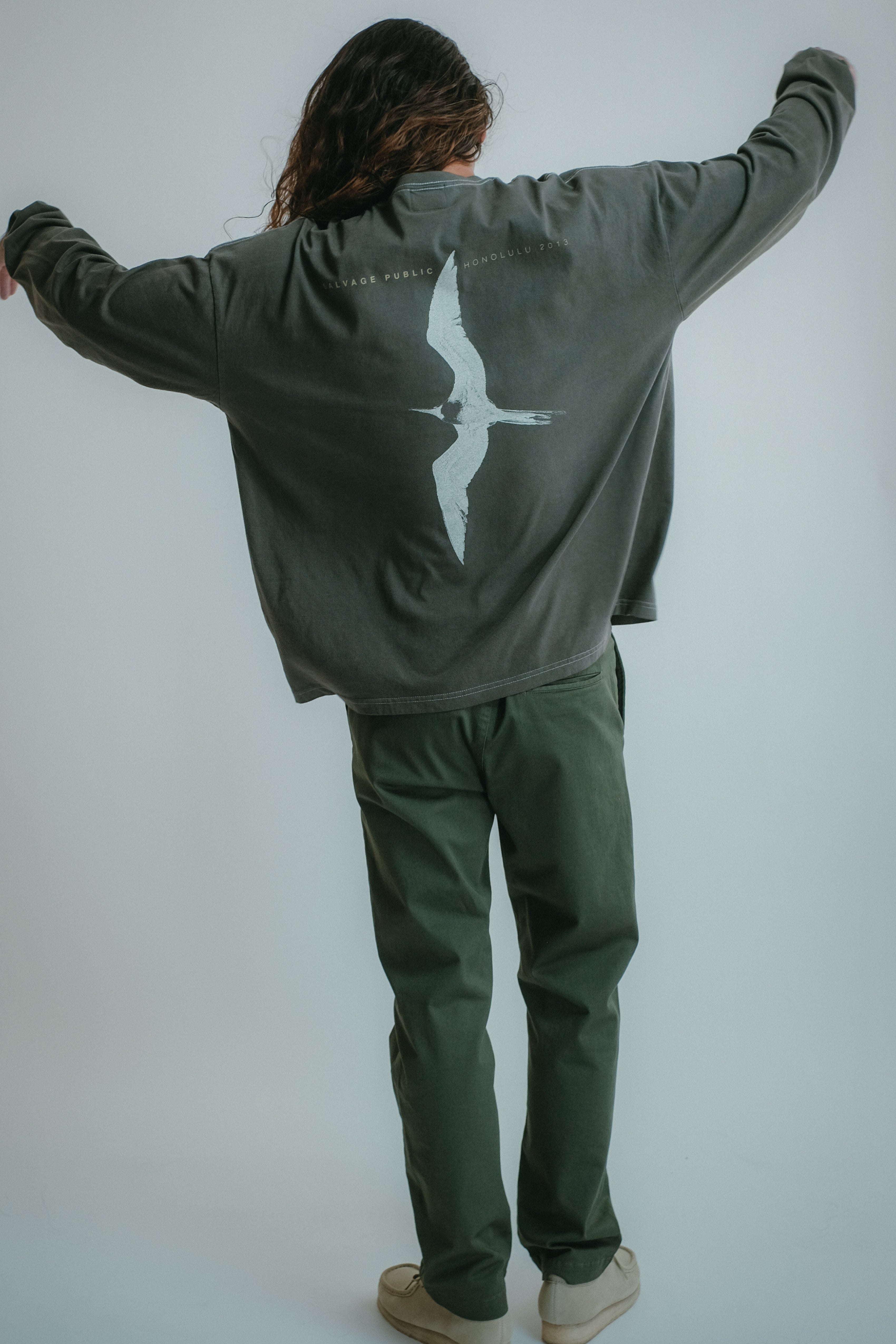 Longsleeve T-Shirt - Iwa Bird - Coffee