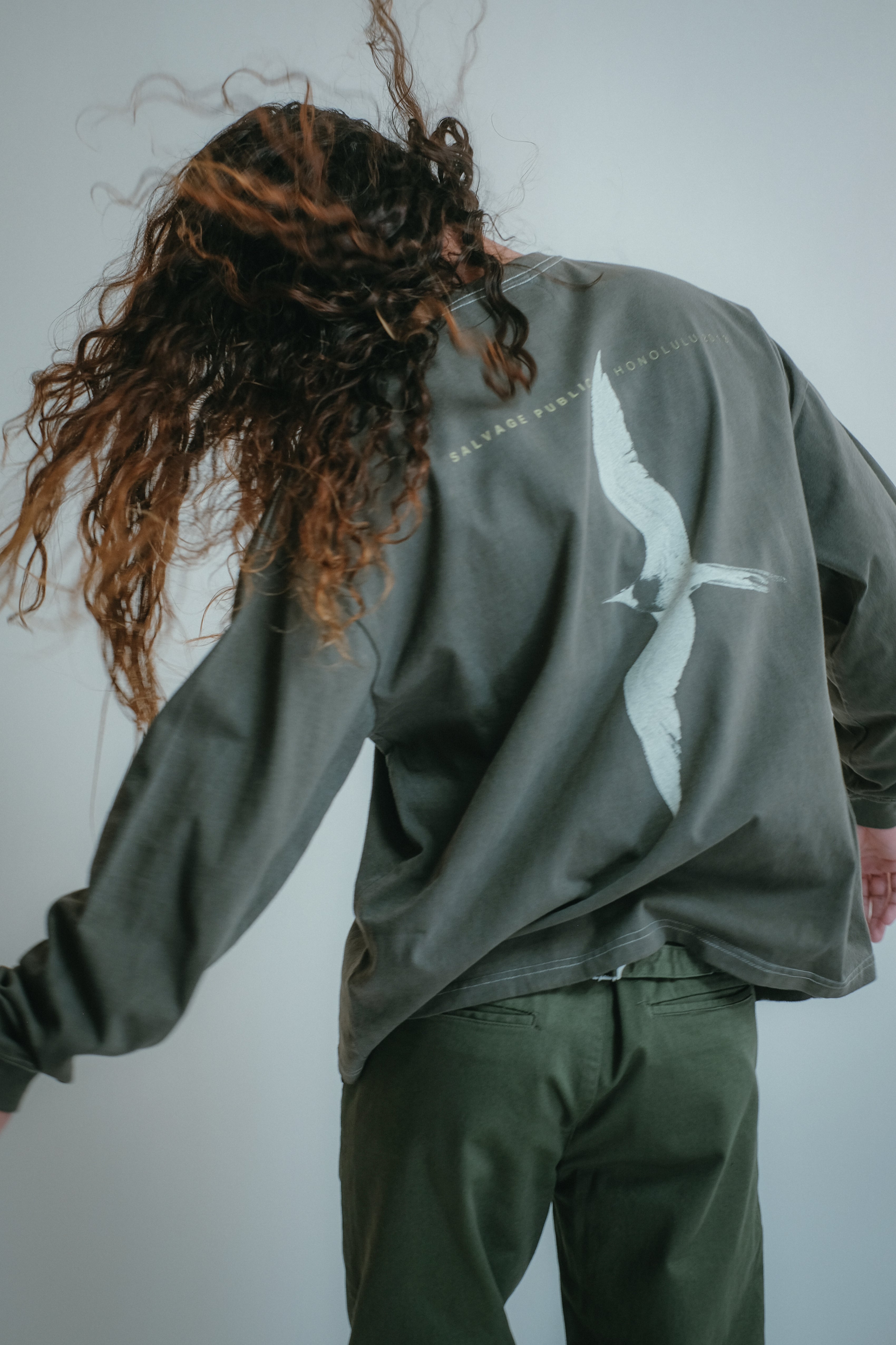 Longsleeve T-Shirt - Iwa Bird - Coffee