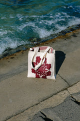 Jacquard Knit Market Bag - Hibiscus - Natural