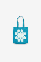 Jacquard Knit Market Bag - Hibiscus - Aqua