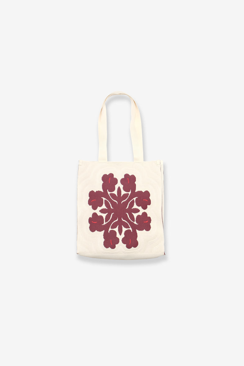 Jacquard Knit Market Bag - Hibiscus - Natural