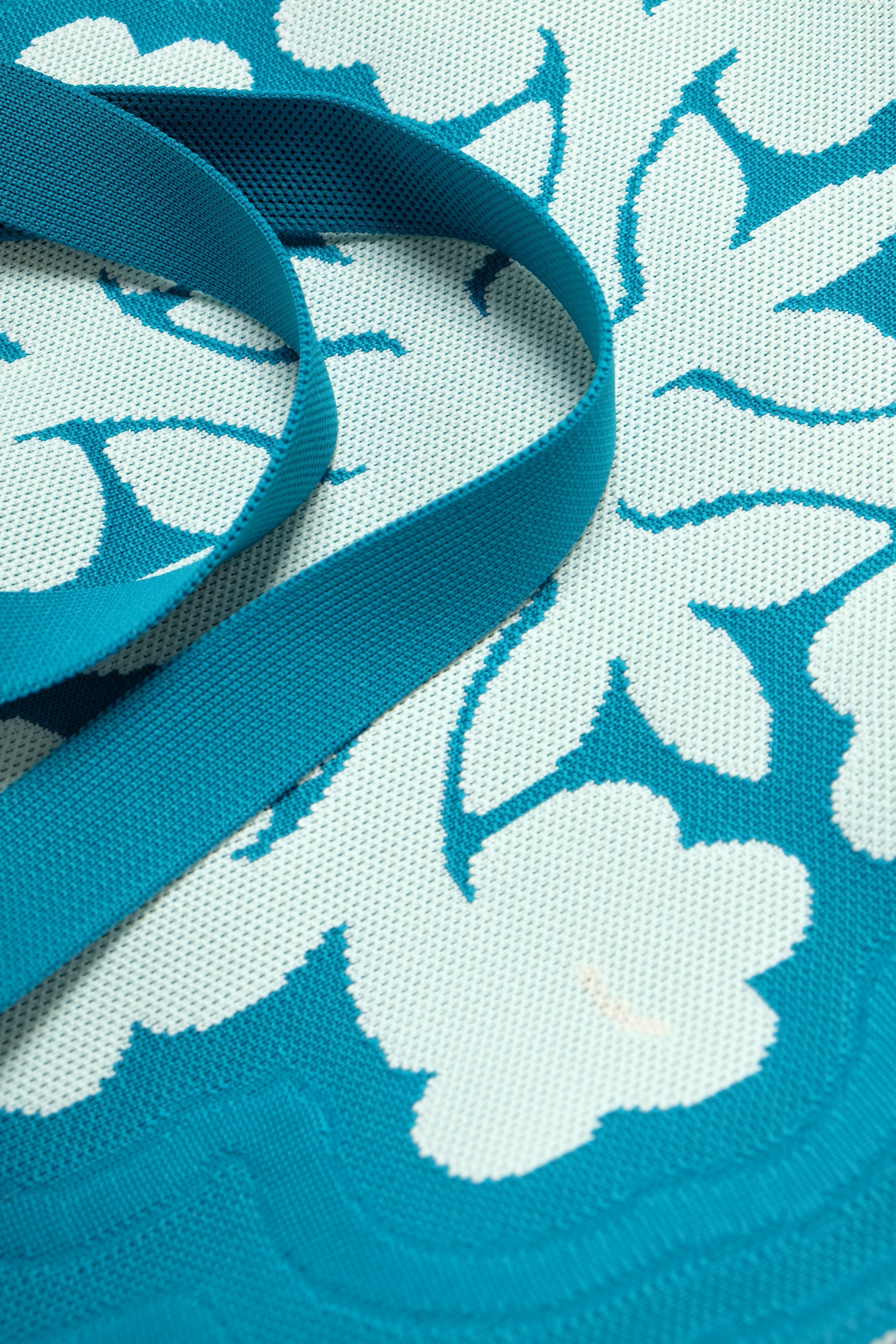 Jacquard Knit Market Bag - Hibiscus - Aqua