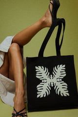 Jacquard Knit Market Bag - Black