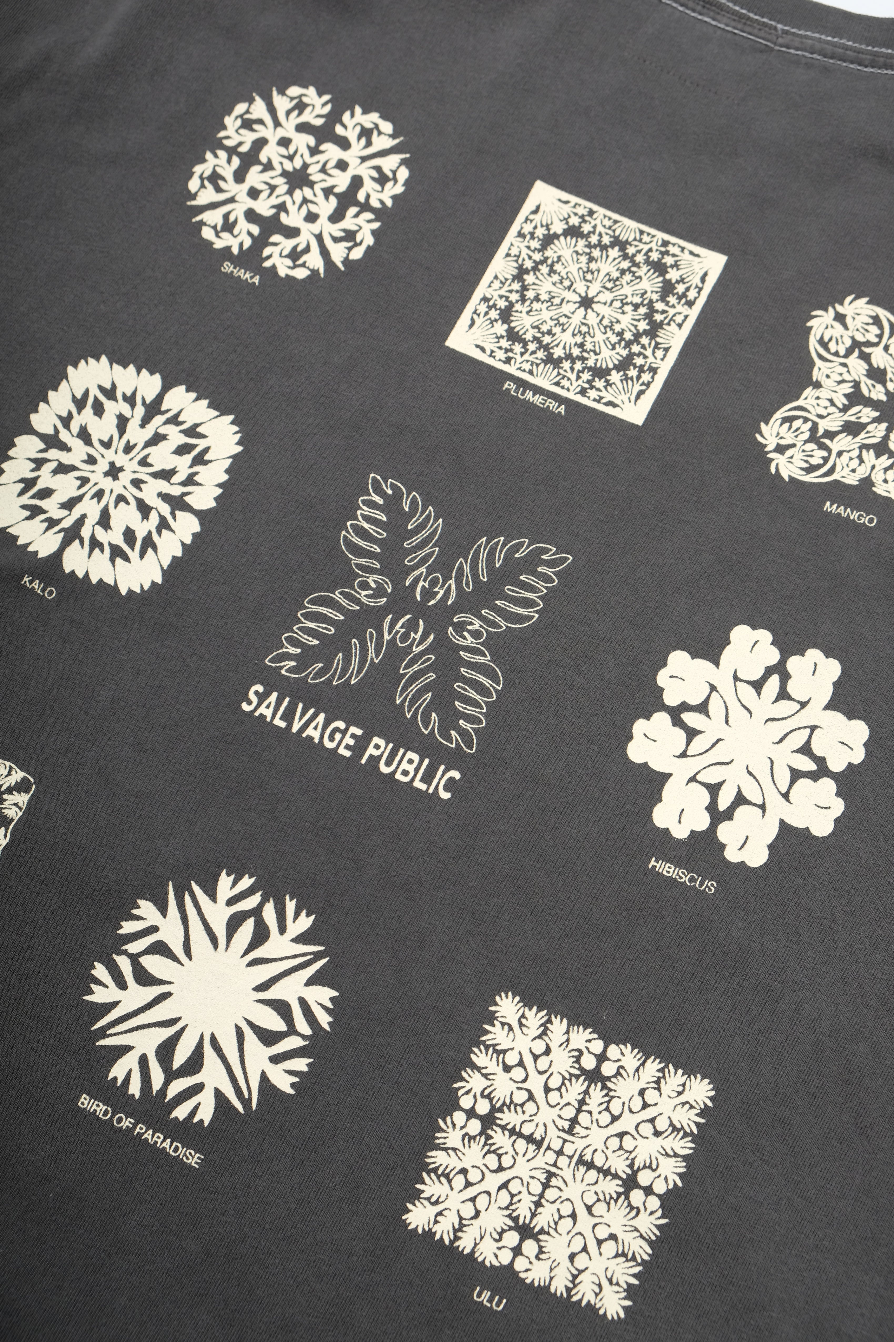 Longsleeve T-Shirt - Hawaiian Quilting - Washed Black