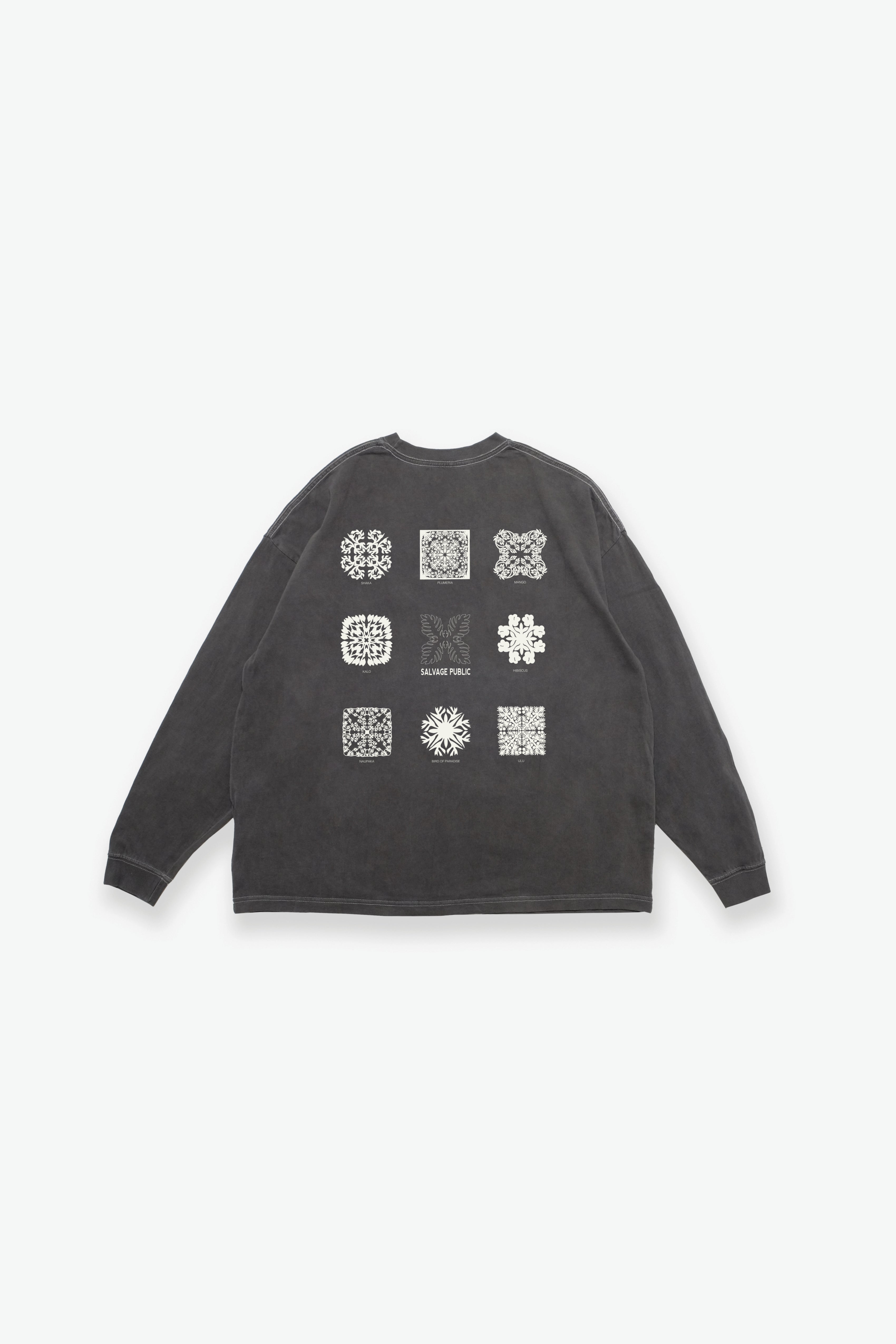 Longsleeve T-Shirt - Hawaiian Quilting - Washed Black