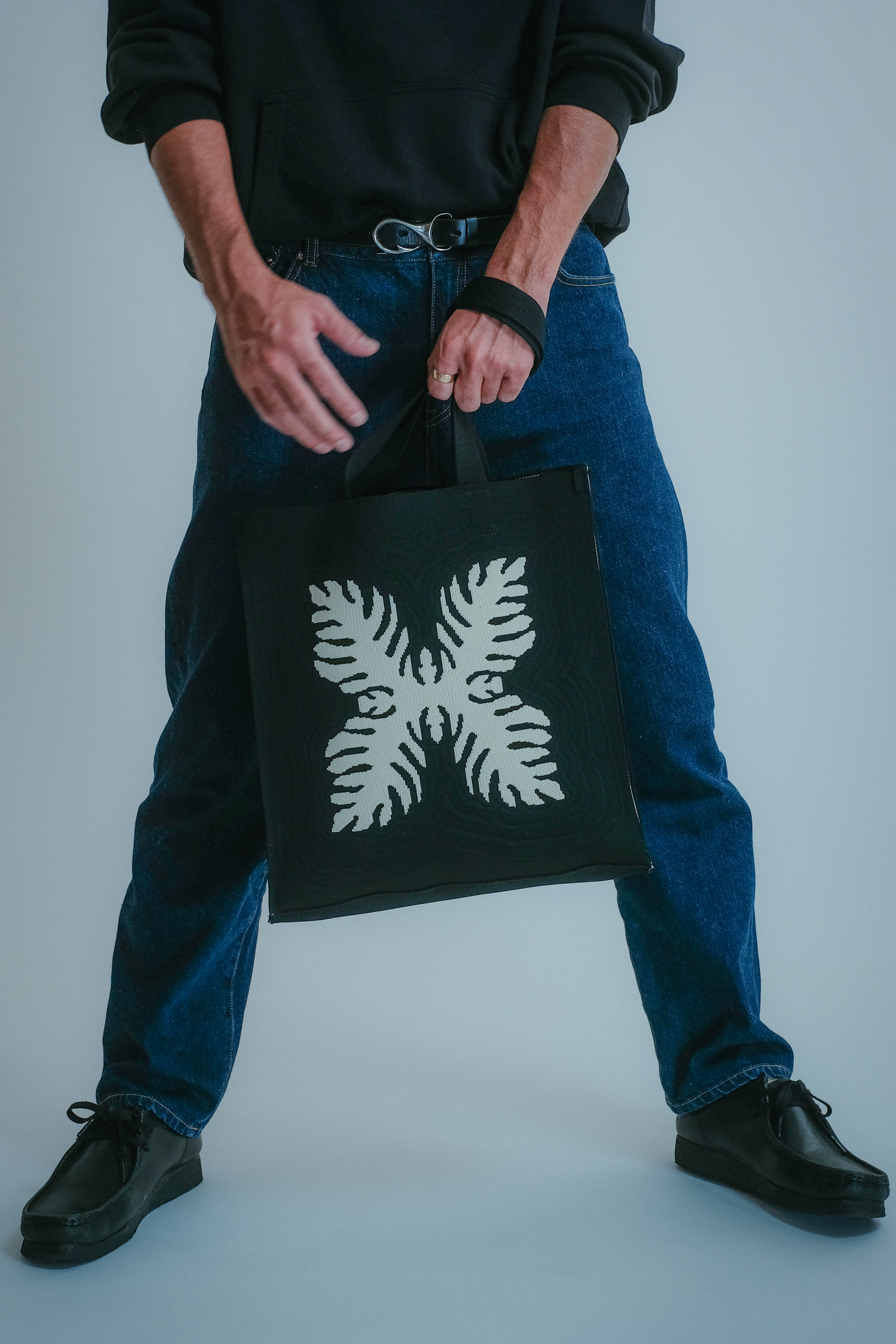 Jacquard Knit Market Bag - Lauaʻe - Black
