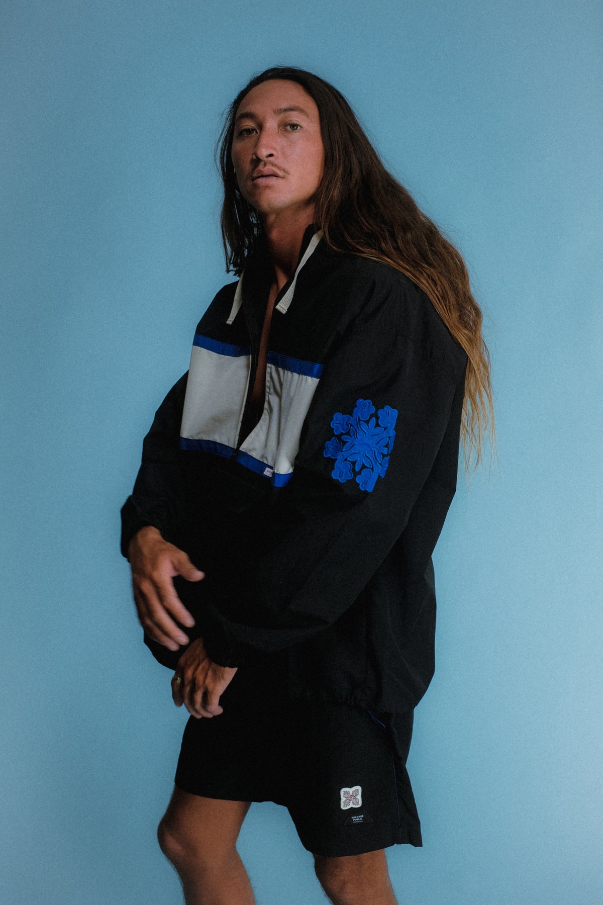Stripe Anorak Jacket - Black