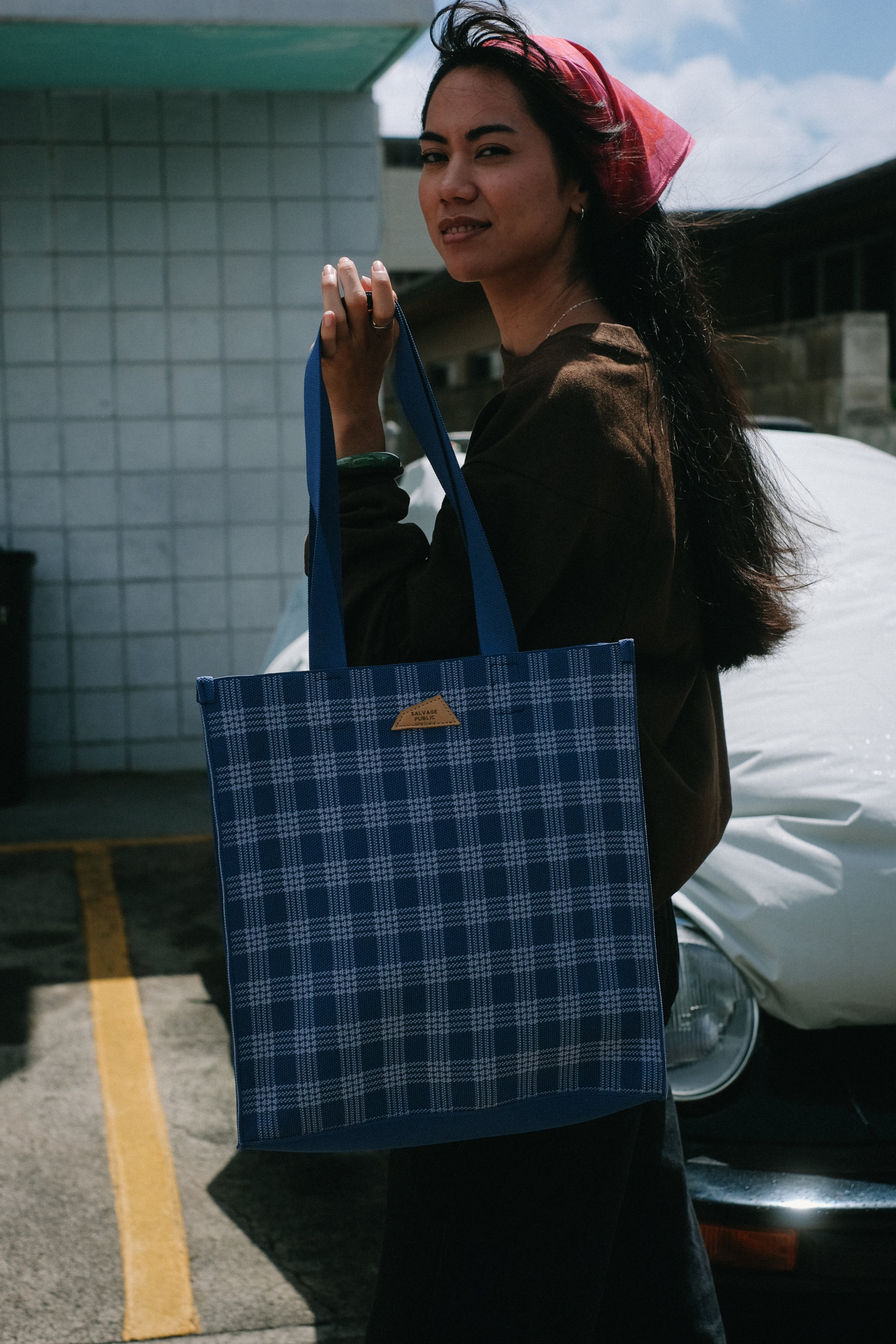 Jacquard Knit Market Bag - Palaka - Denim Blue