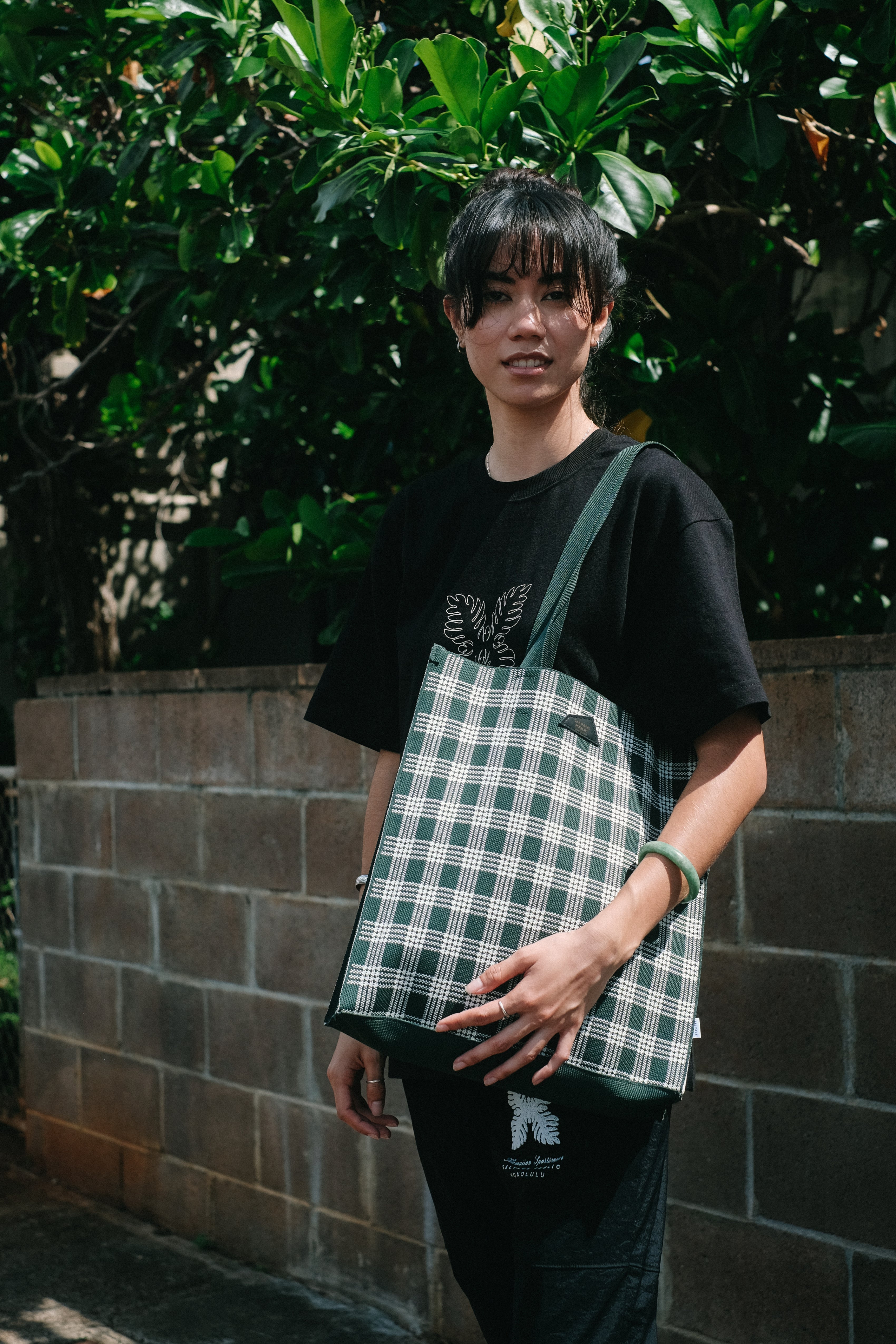 Jacquard Knit Market Bag - Palaka - Forest Green