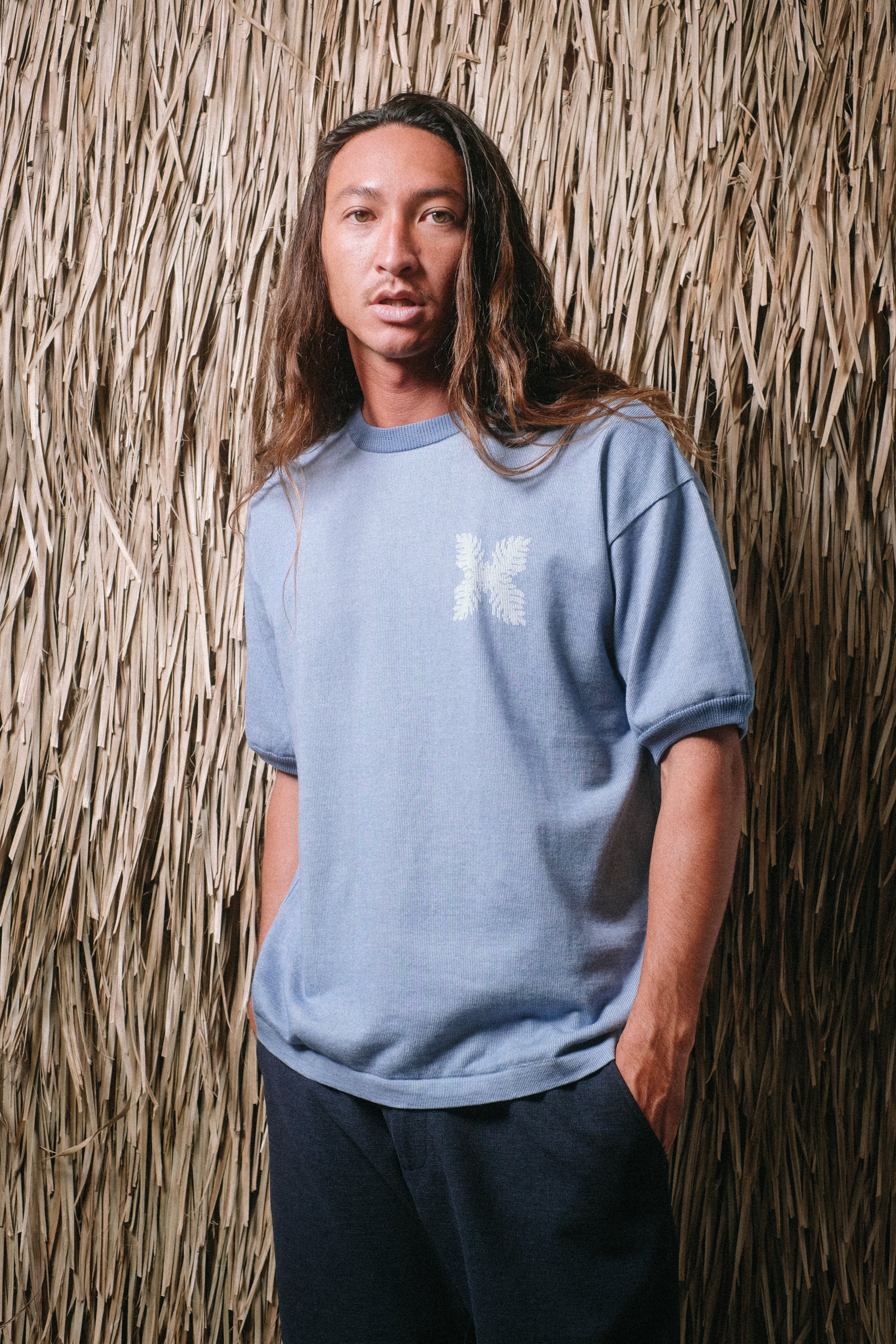 Knit Ringer Tee - Lauaʻe - Blue